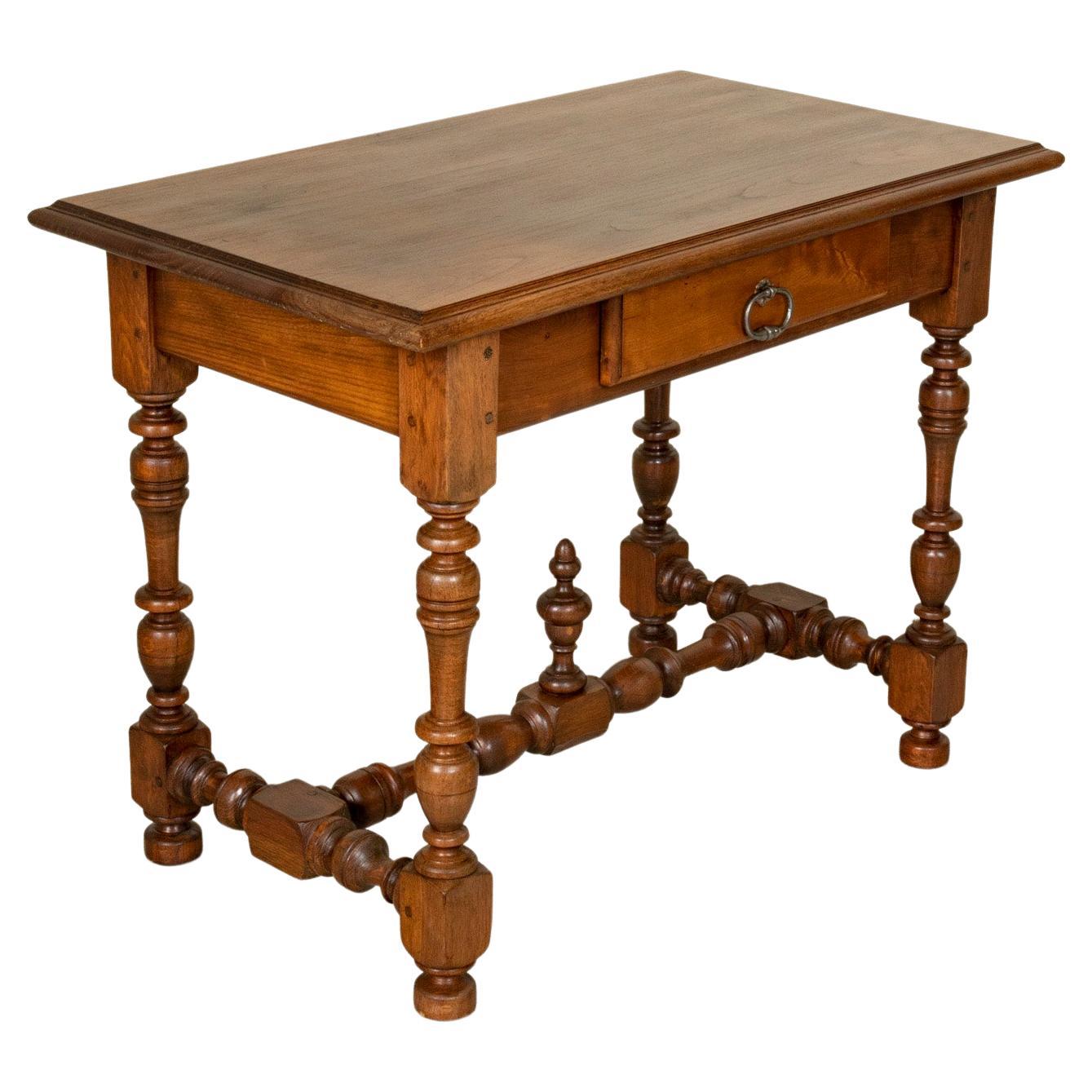 Late 19th Century French Henri II Style Walnut Writing Table or Desk with Drawer For Sale