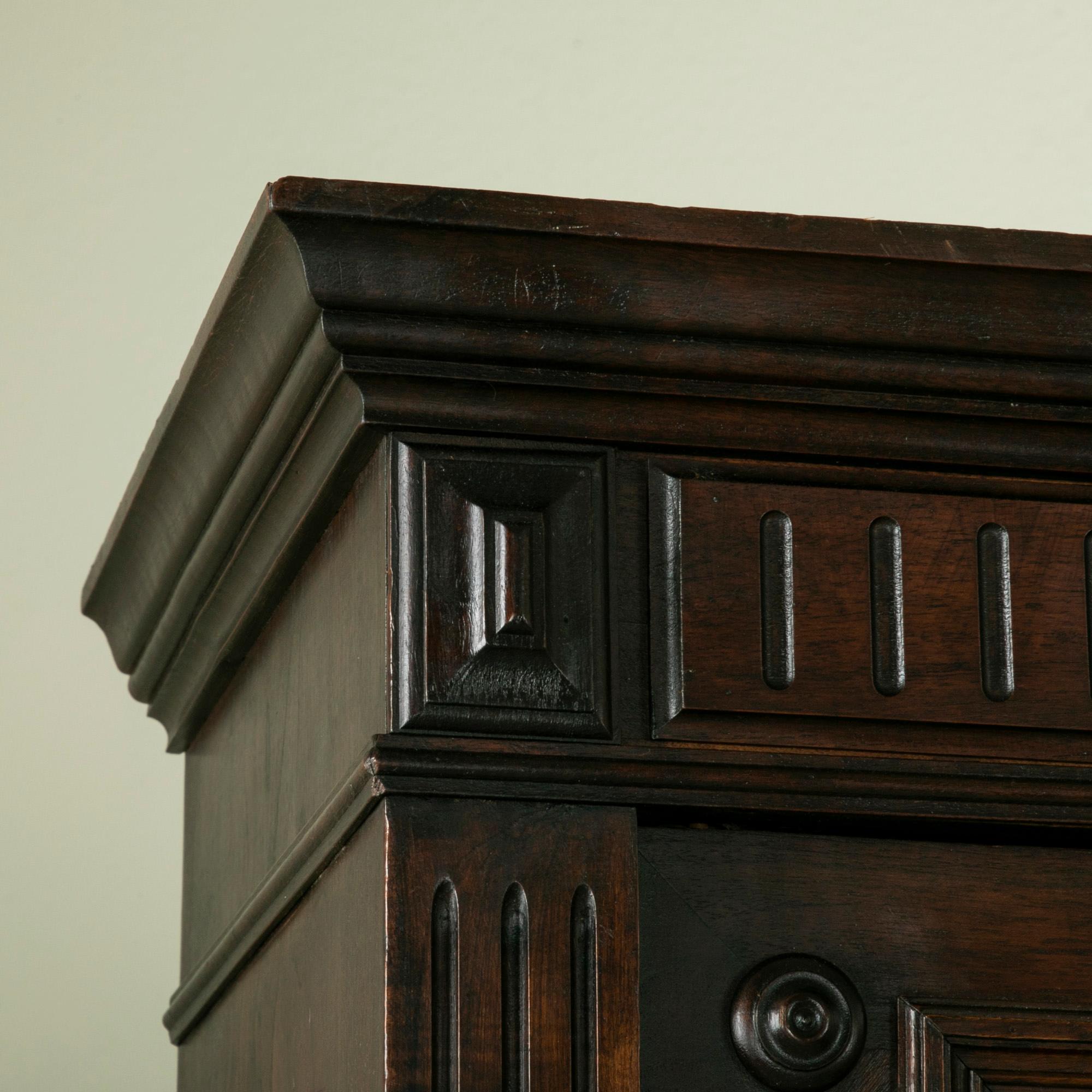 Late 19th Century French Henri II Walnut Bookcase with Hand Blown Glass Doors 3