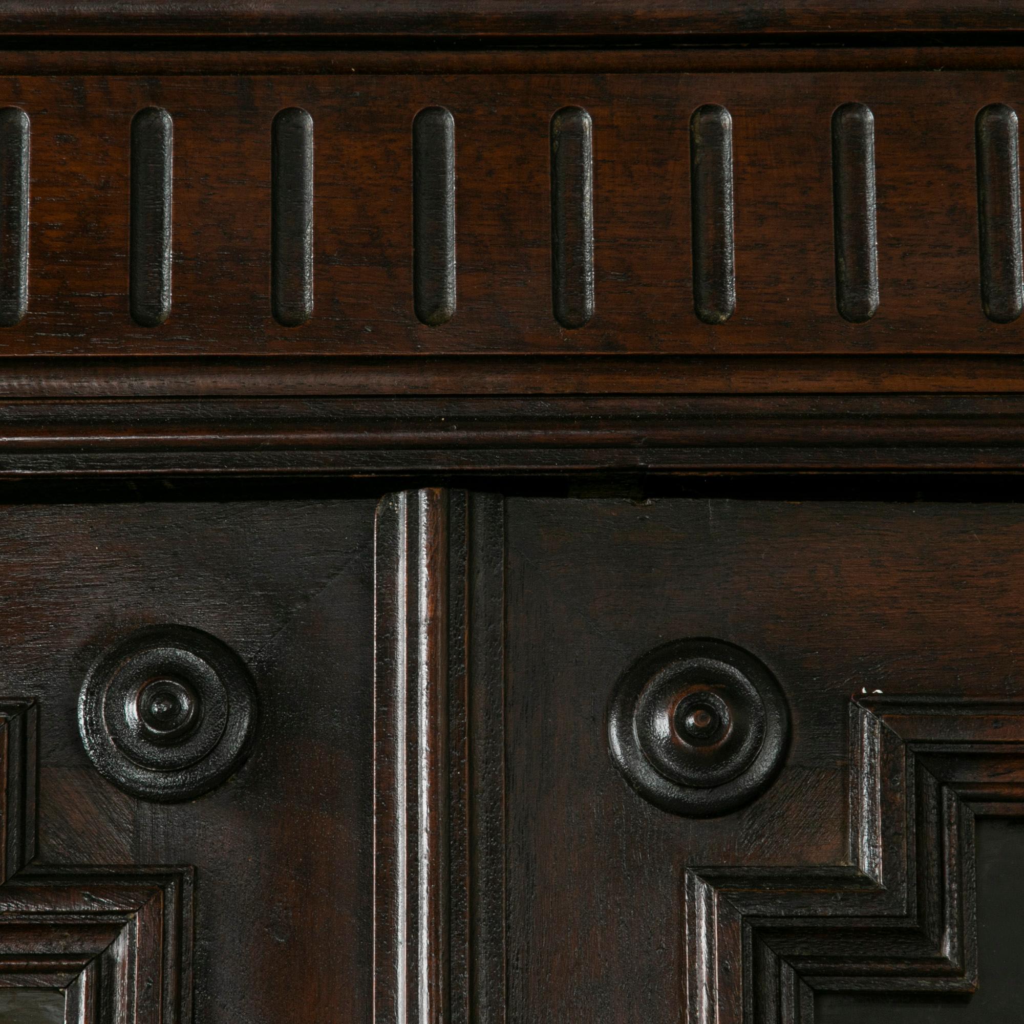 Late 19th Century French Henri II Walnut Bookcase with Hand Blown Glass Doors 4