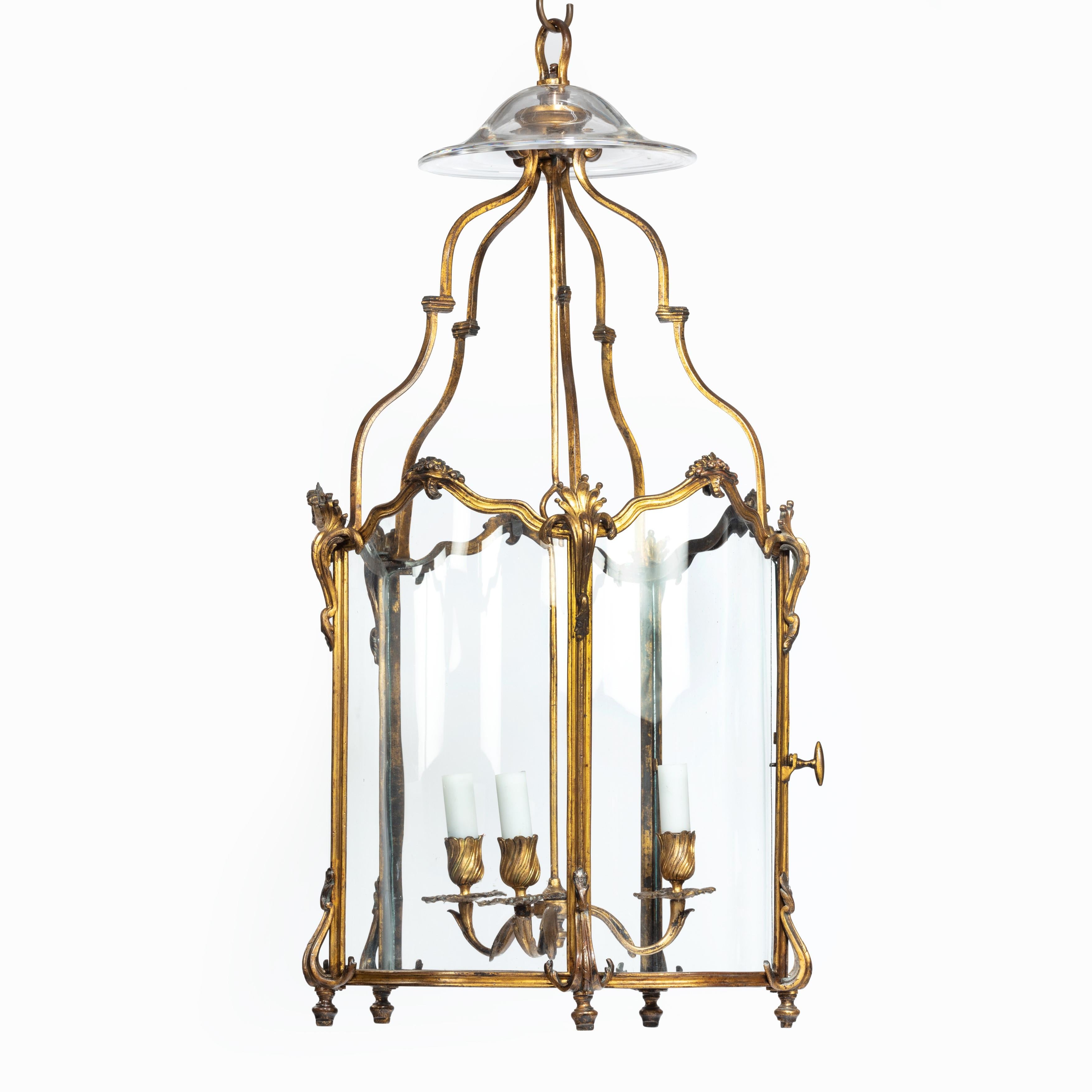 Late 19th Century French Hexagonal Ormolu Hanging Lantern 3