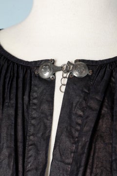 Late 19th Century French Indigo linen Maquignon Biaude with metallic attach