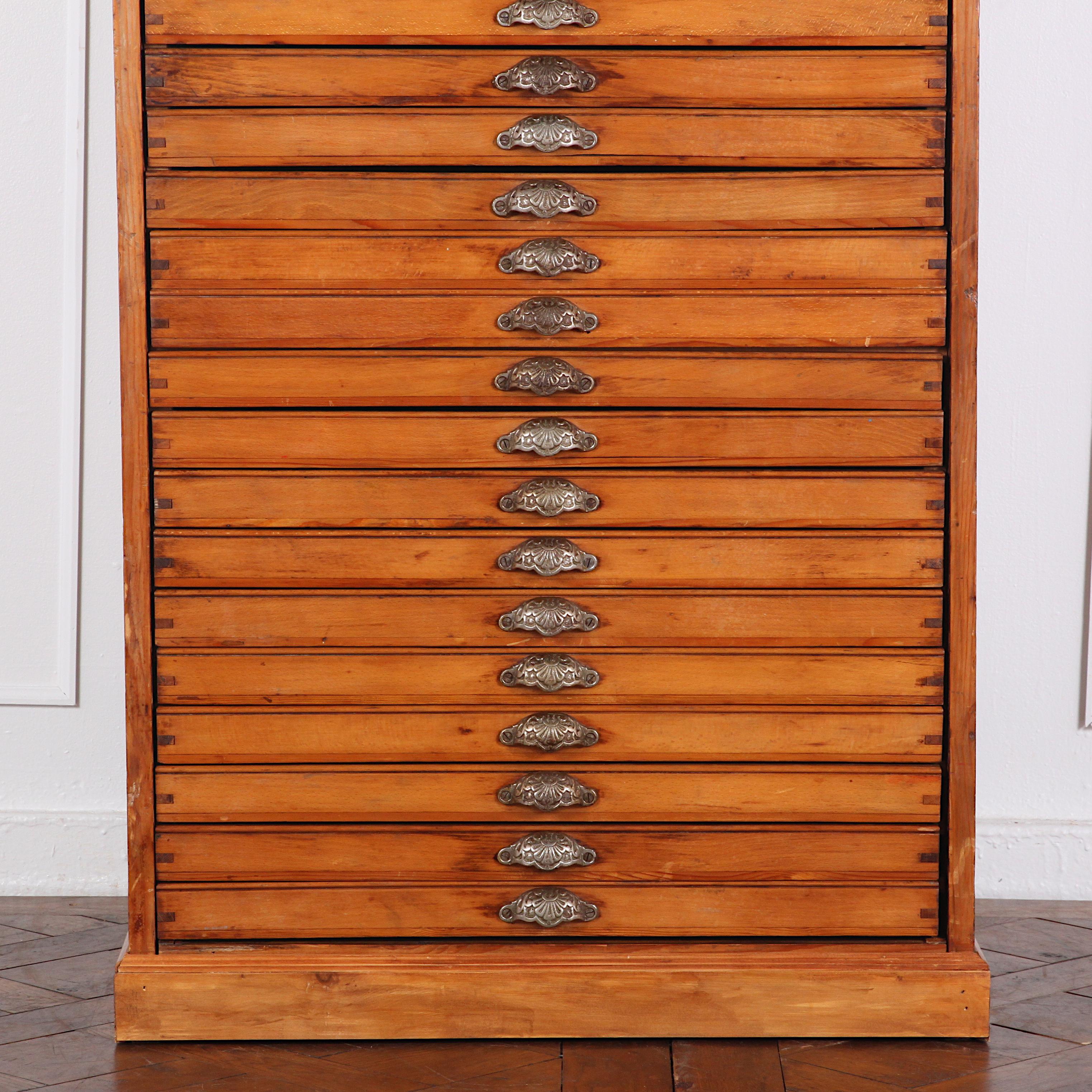 Early 20th Century Late 19th Century French Industrial Style Mulit Drawer Map or Document Chest