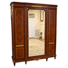 Armoire francese della fine del XIX secolo con intarsio in legno di quercia montato da Fernand Kohl