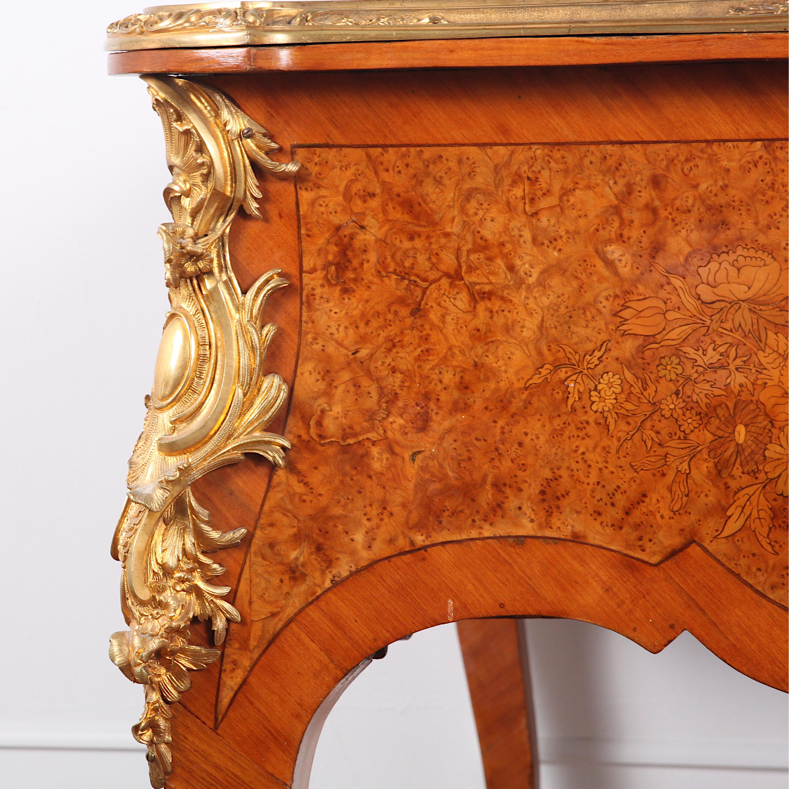 Late 19th Century French Inlaid Louis XV Style Writing Desk Bureau Plat 5