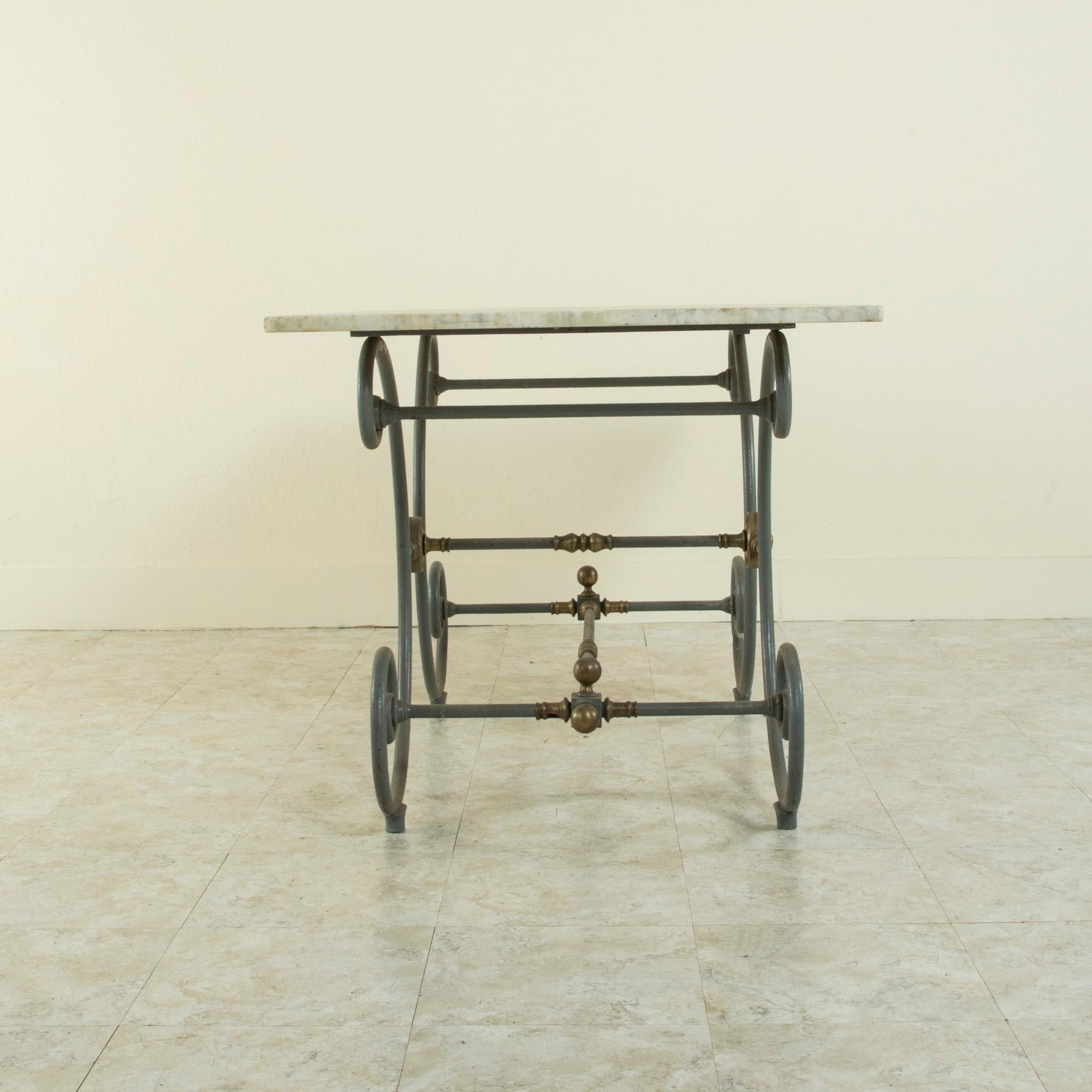 Late 19th Century French Iron and Marble Pastry Table or Butcher Table In Good Condition In Fayetteville, AR
