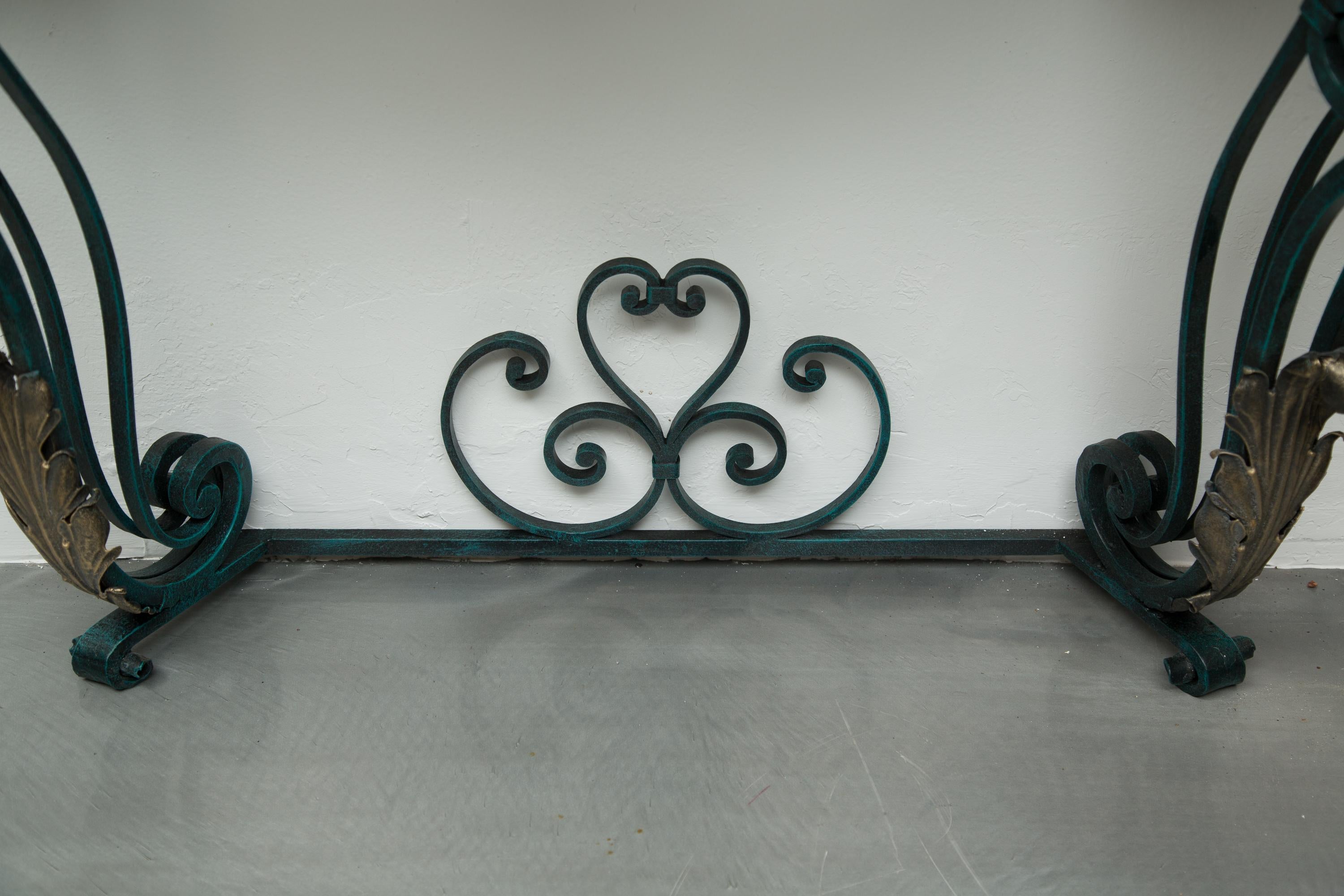 Rococo Late 19th Century French Iron Console with Marble Top For Sale