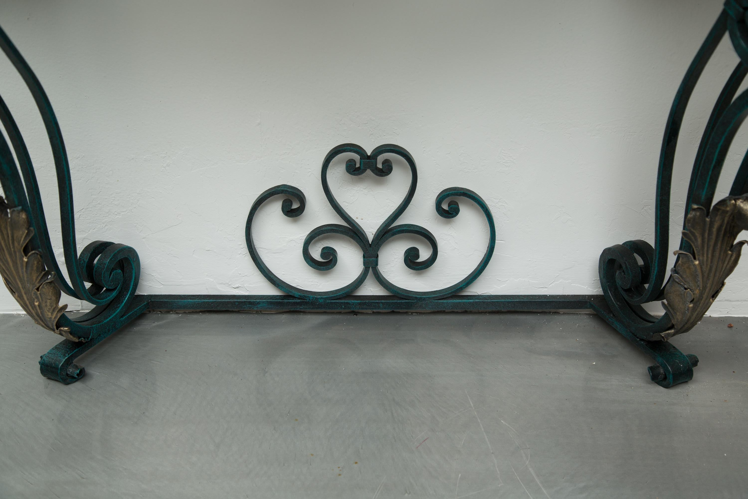 Rococo Late 19th Century French Iron Console with Marble Top