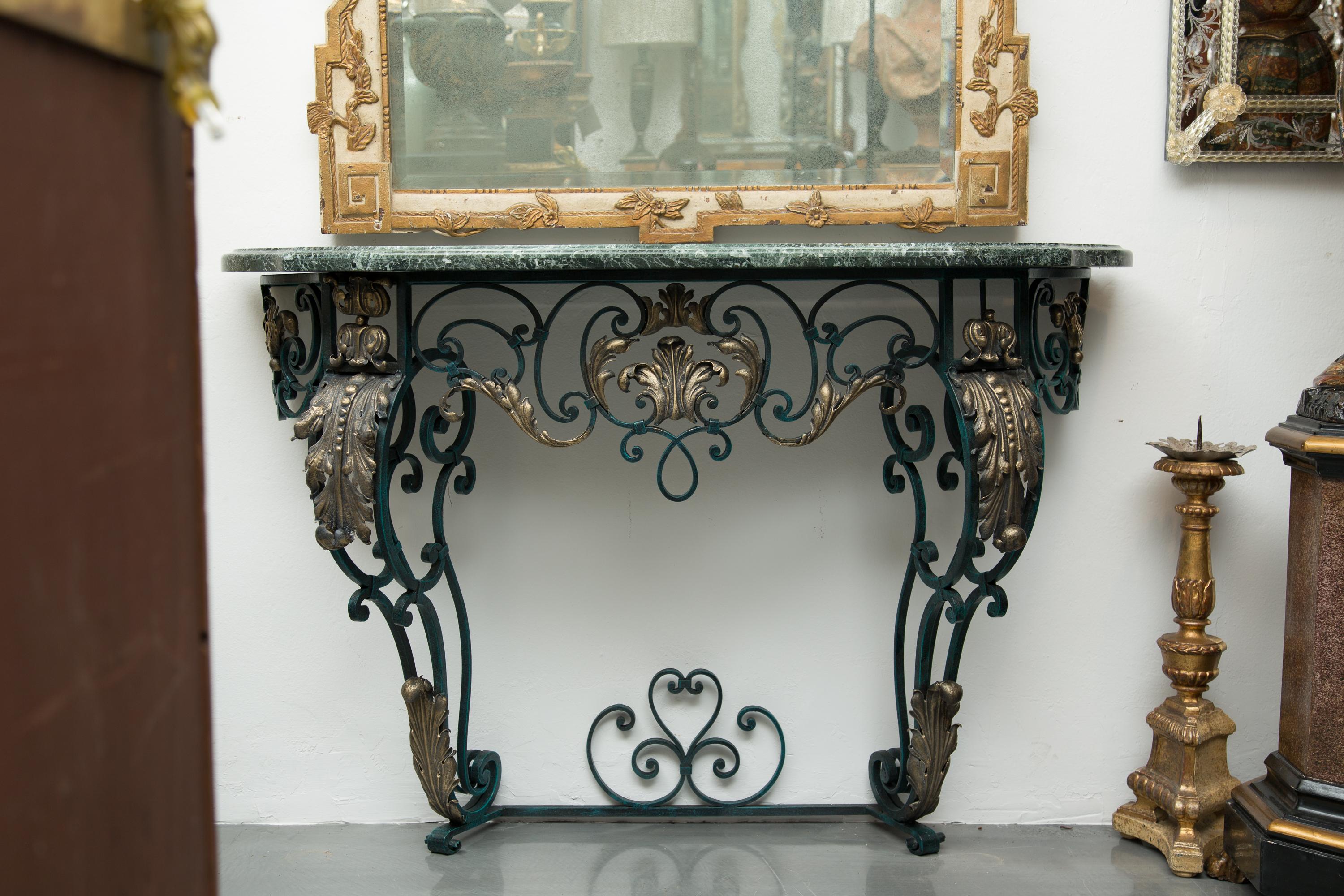 Late 19th Century French Iron Console with Marble Top For Sale 4