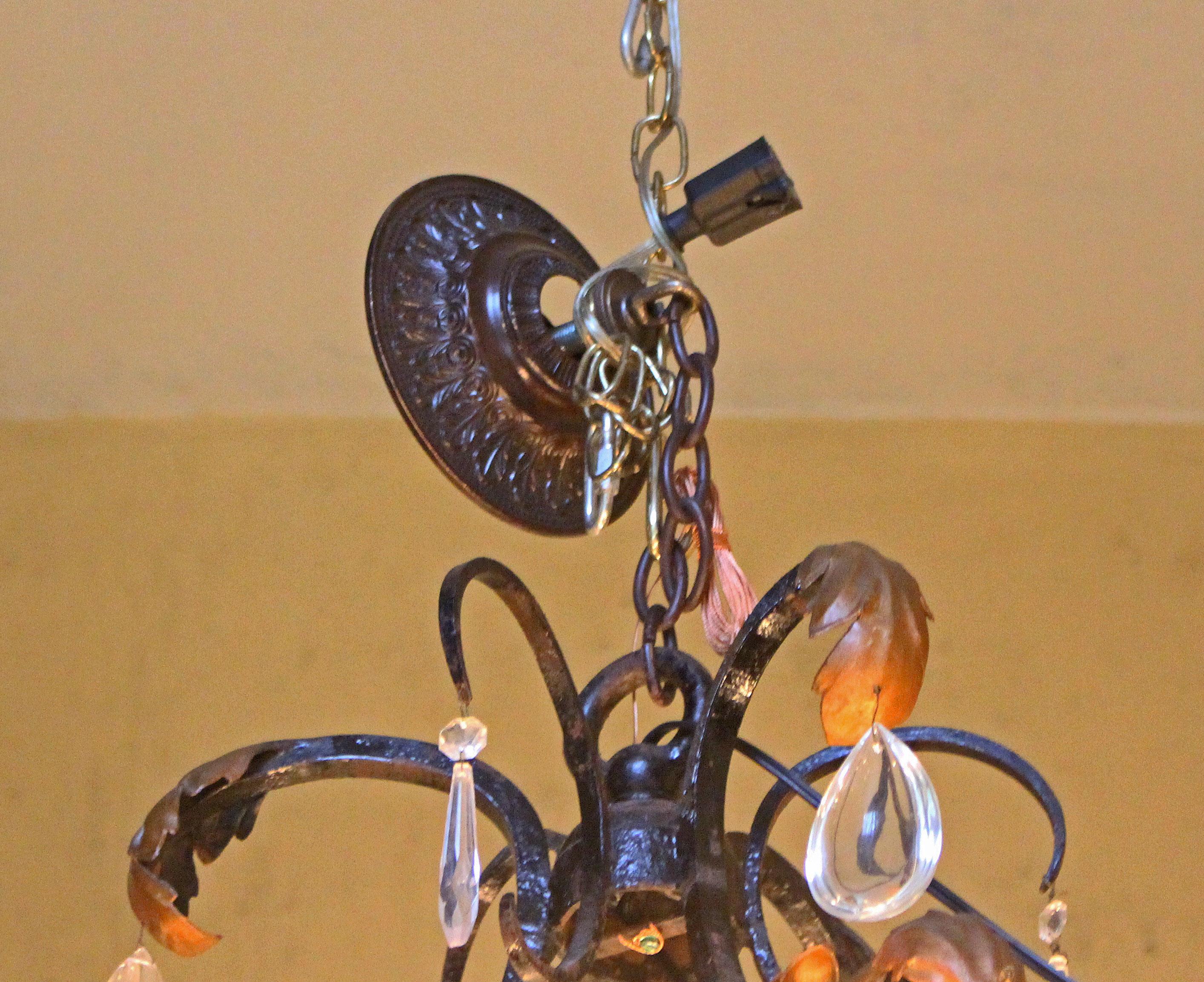 Spätes 19. Jahrhundert Französisch Eisen & Kristall 15-Licht-Kronleuchter im Angebot 2