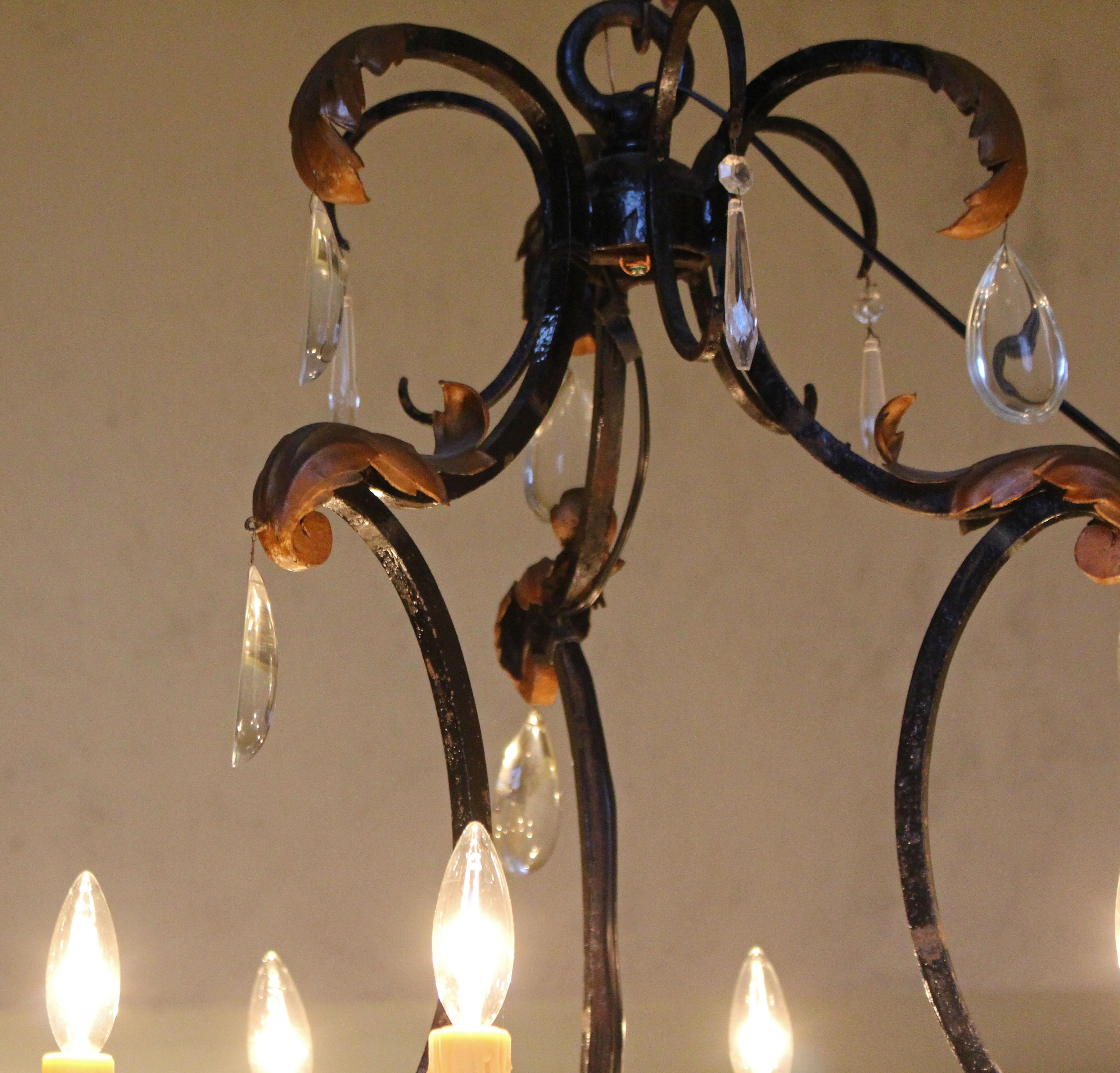 Spätes 19. Jahrhundert Französisch Eisen & Kristall 15-Licht-Kronleuchter im Angebot 3