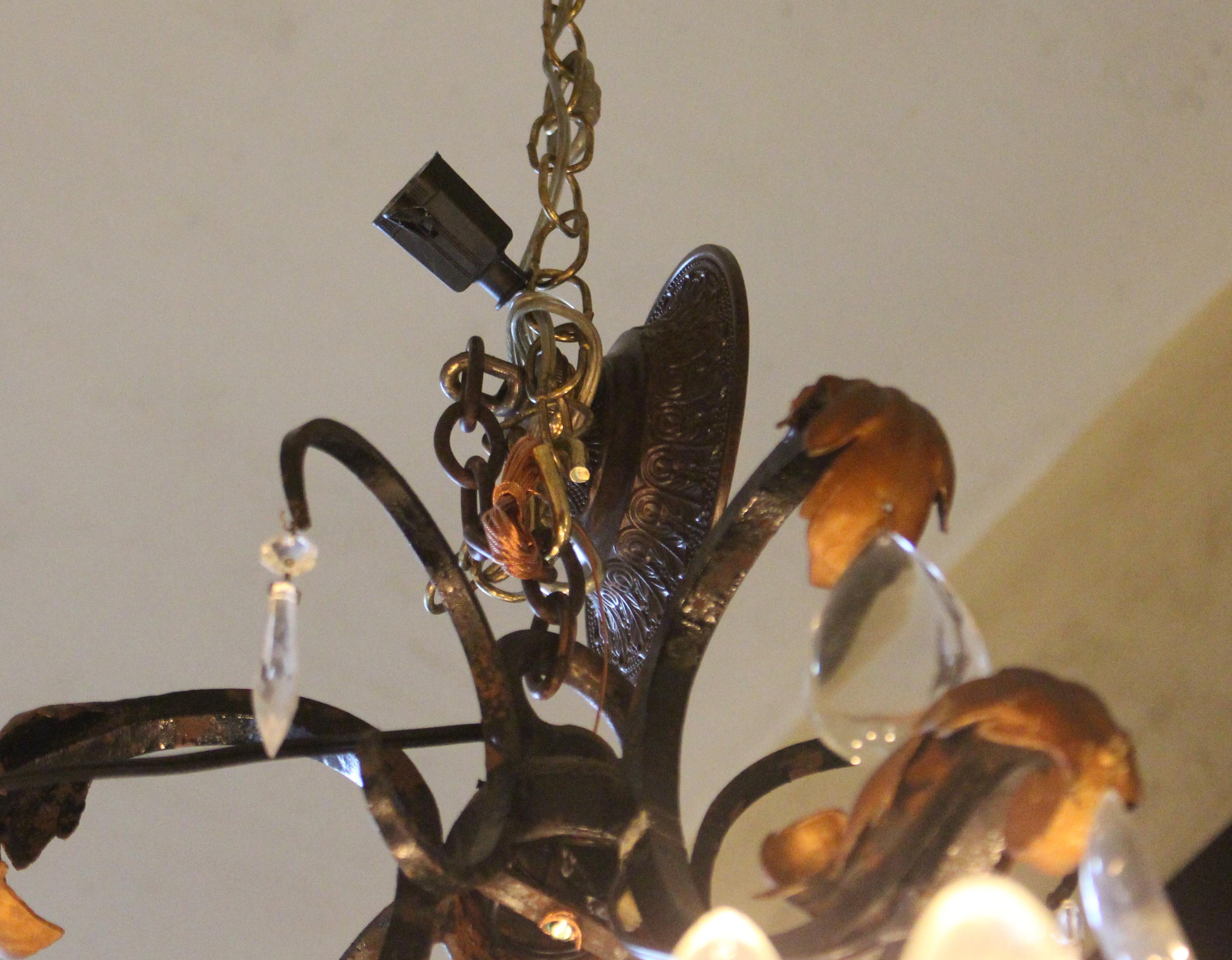 Spätes 19. Jahrhundert Französisch Eisen & Kristall 15-Licht-Kronleuchter im Angebot 4