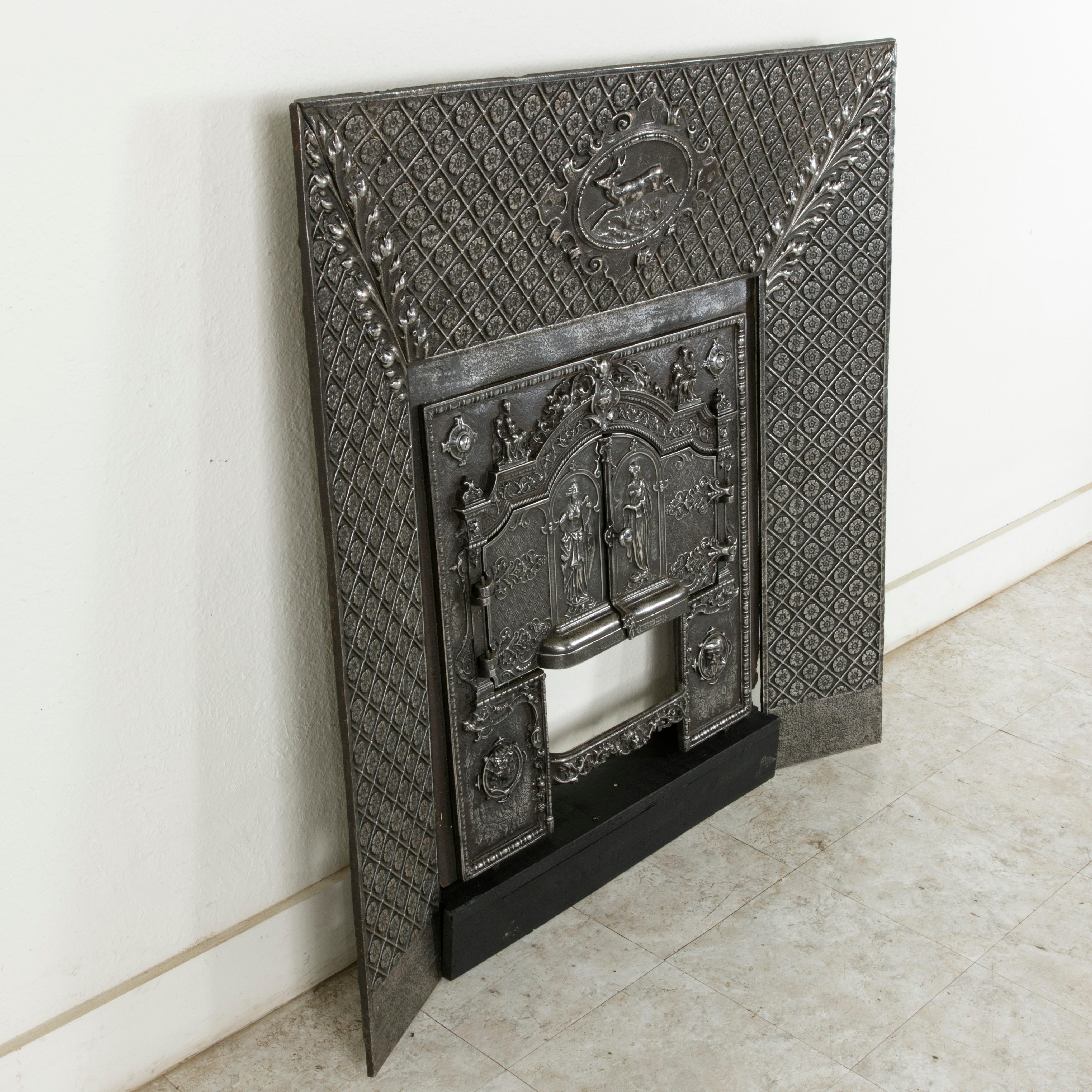 Late 19th Century French Iron Fireplace Surround Insert with Double Faced Doors 5