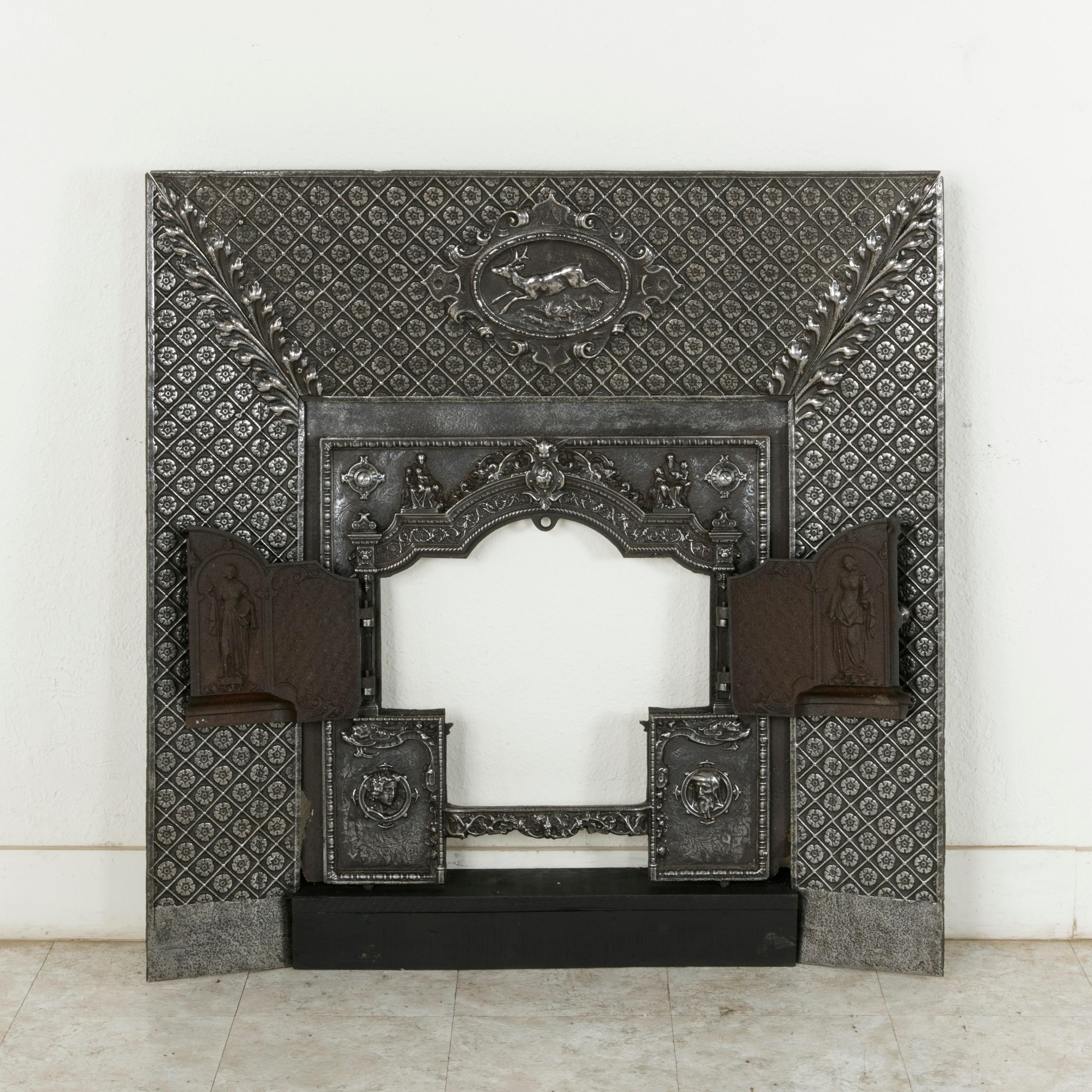 Late 19th Century French Iron Fireplace Surround Insert with Double Faced Doors 6