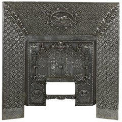 Antique Late 19th Century French Iron Fireplace Surround Insert with Double Faced Doors