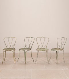 Late 19th Century French Iron Garden Table and Four Chairs