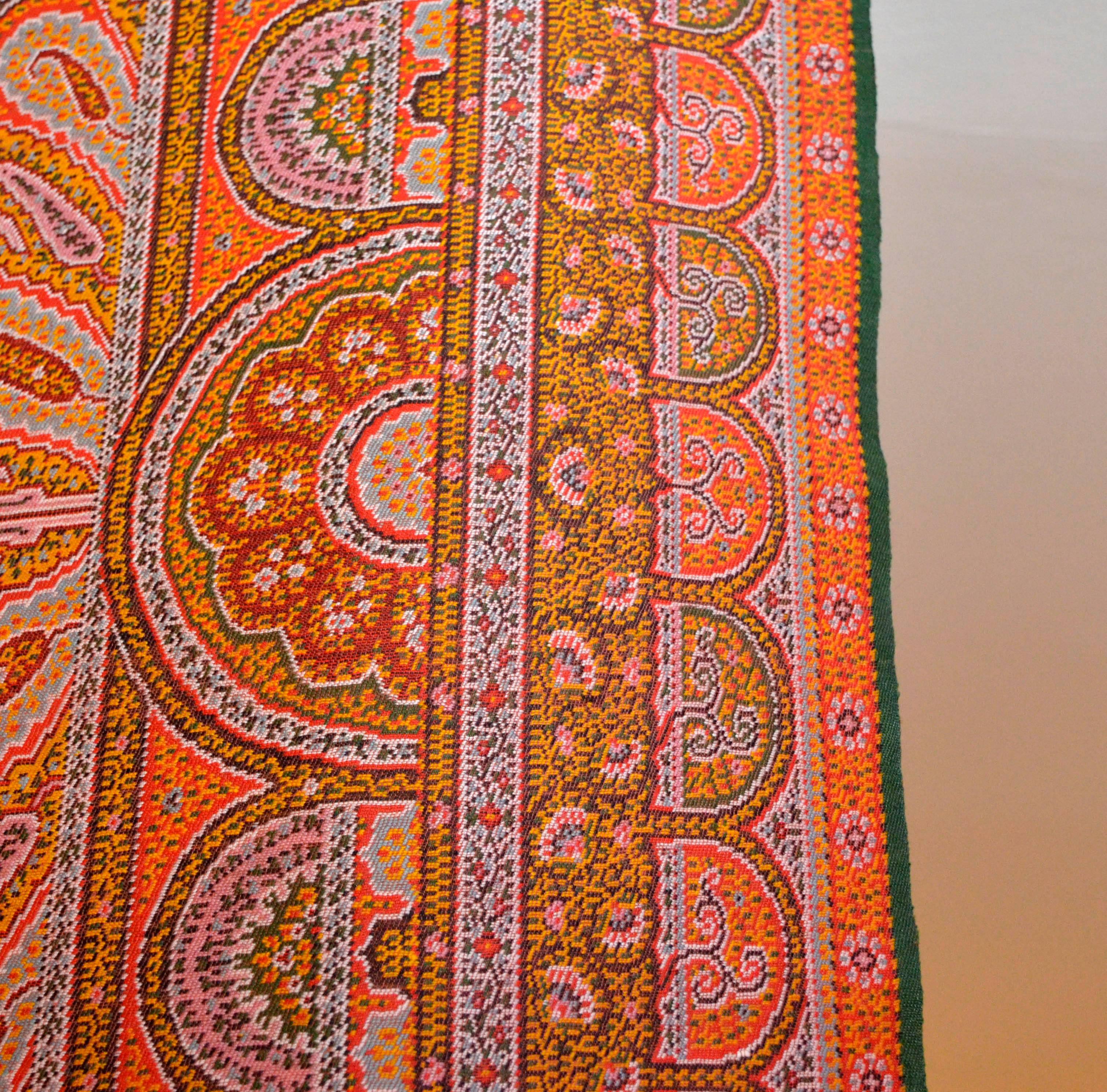 Jacquard Late 19th Century French Kashmir Paisley Shawl For Sale