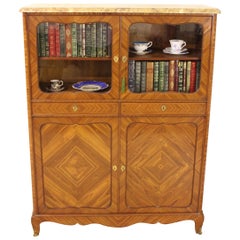 Late 19th Century French Kingwood Marble Topped Cabinet