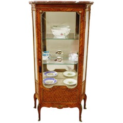 Late 19th Century French Kingwood Parquetry Marble Topped Vitrine