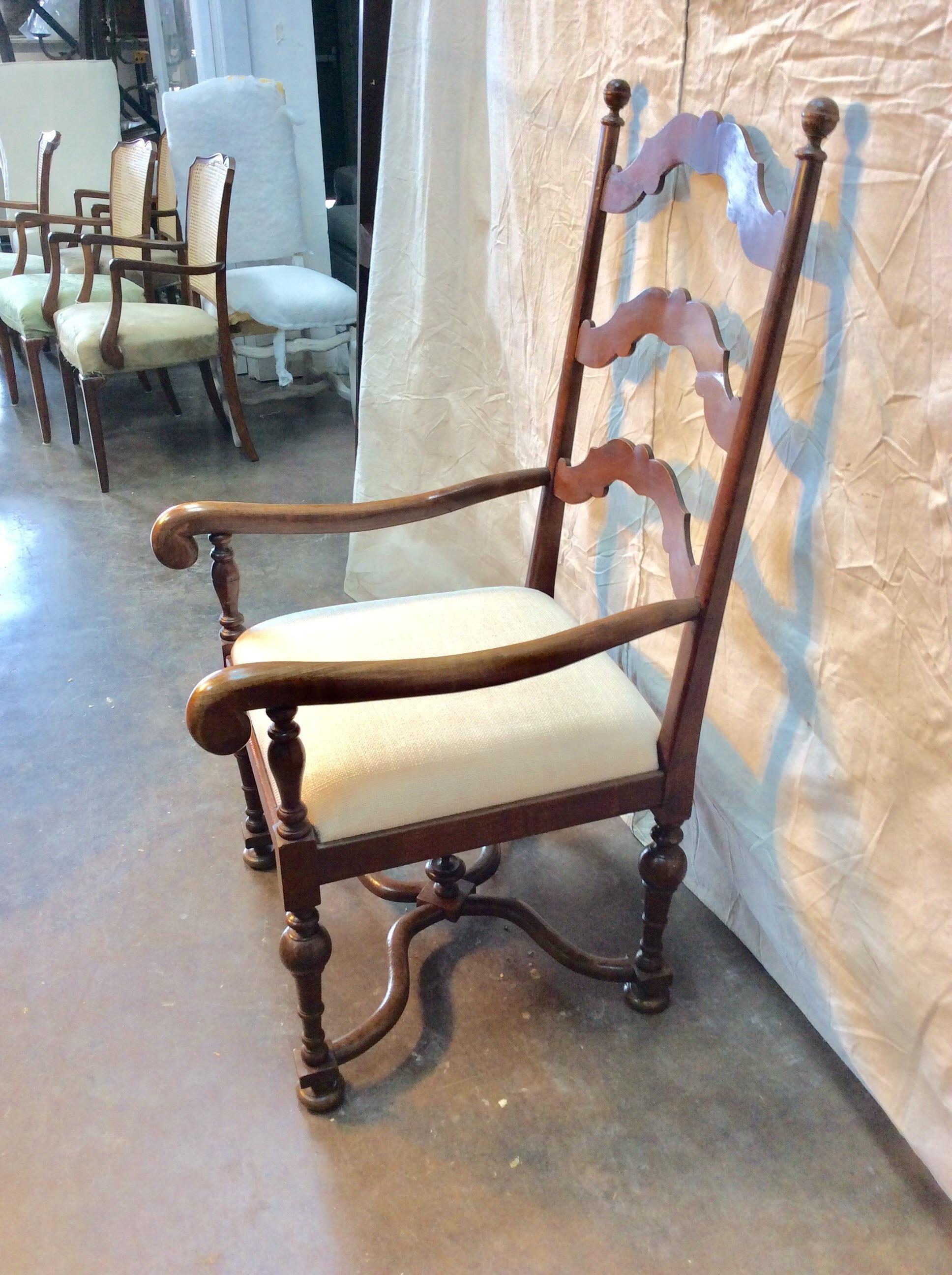 Late 19th Century French Ladderback Armchair In Good Condition For Sale In Burton, TX