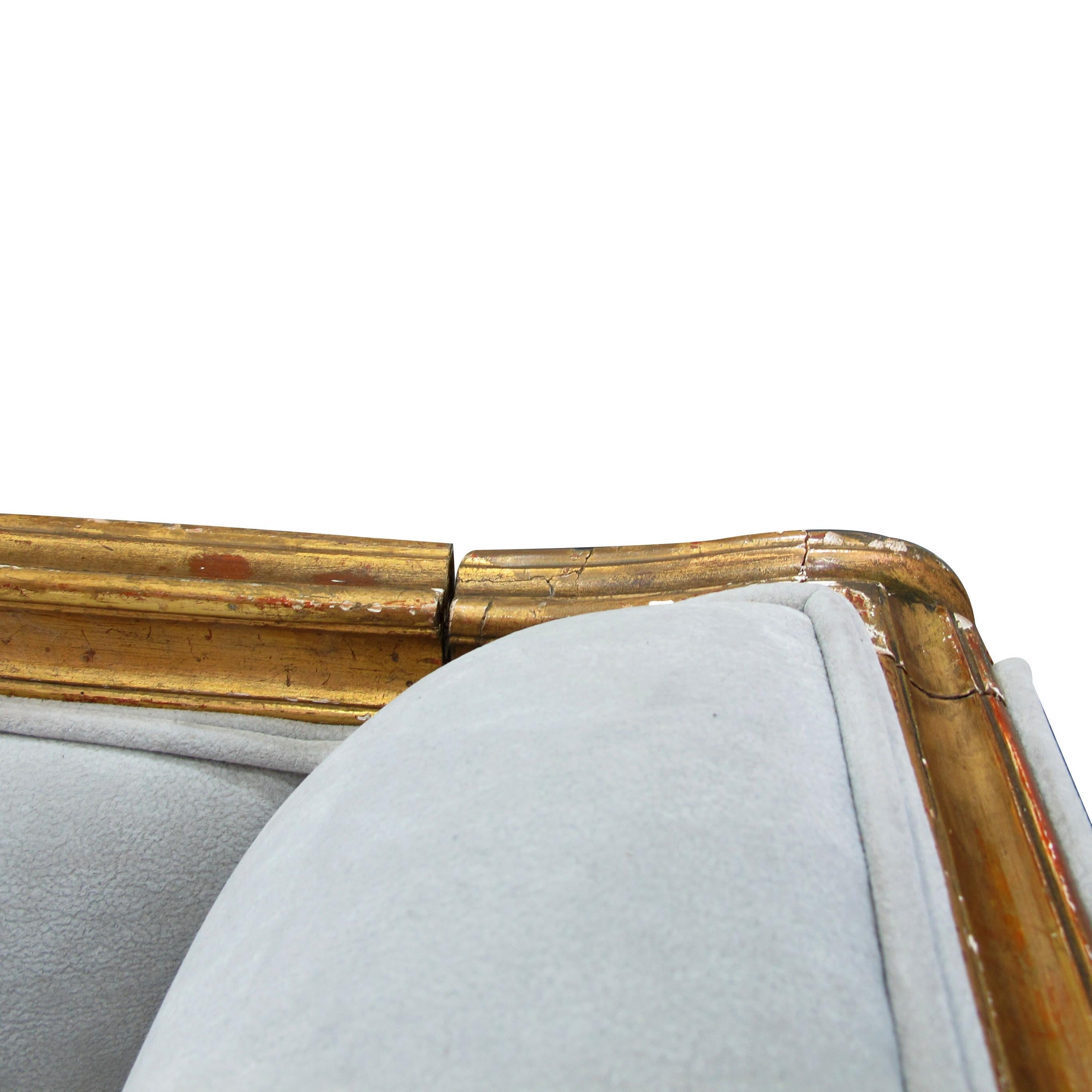 Late 19th Century French Large Gilt Frame Sofa Newly Upholstered For Sale 5
