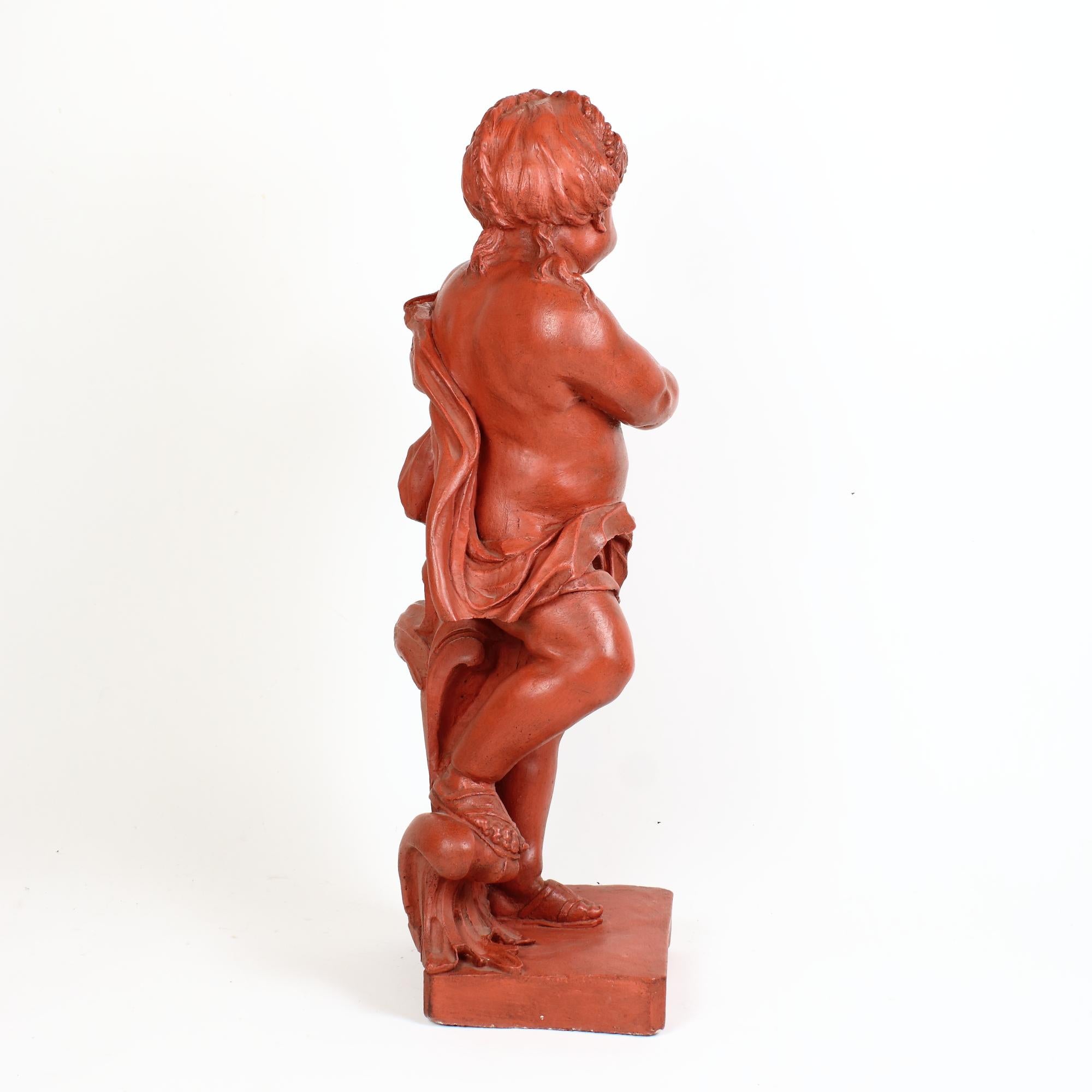 Late 19th Century French Large Louis XV Sculpture of a Putto Representing Summer In Good Condition For Sale In Berlin, DE