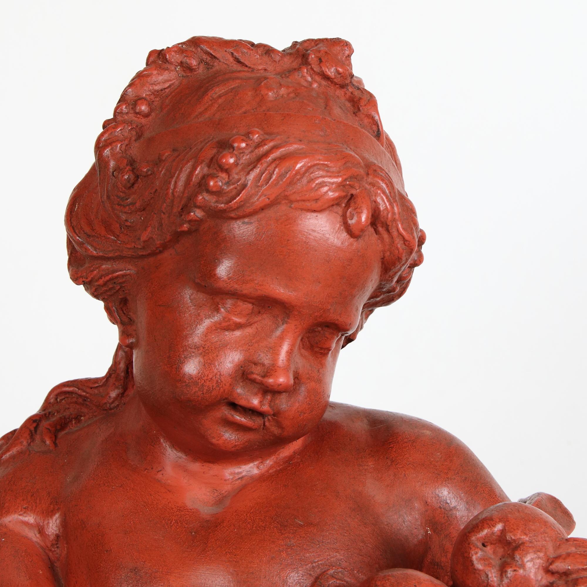 Late 19th Century French Large Louis XV Sculpture of a Putto Representing Summer For Sale 1