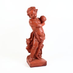 Late 19th Century French Large Louis XV Sculpture of a Putto with Zephyr