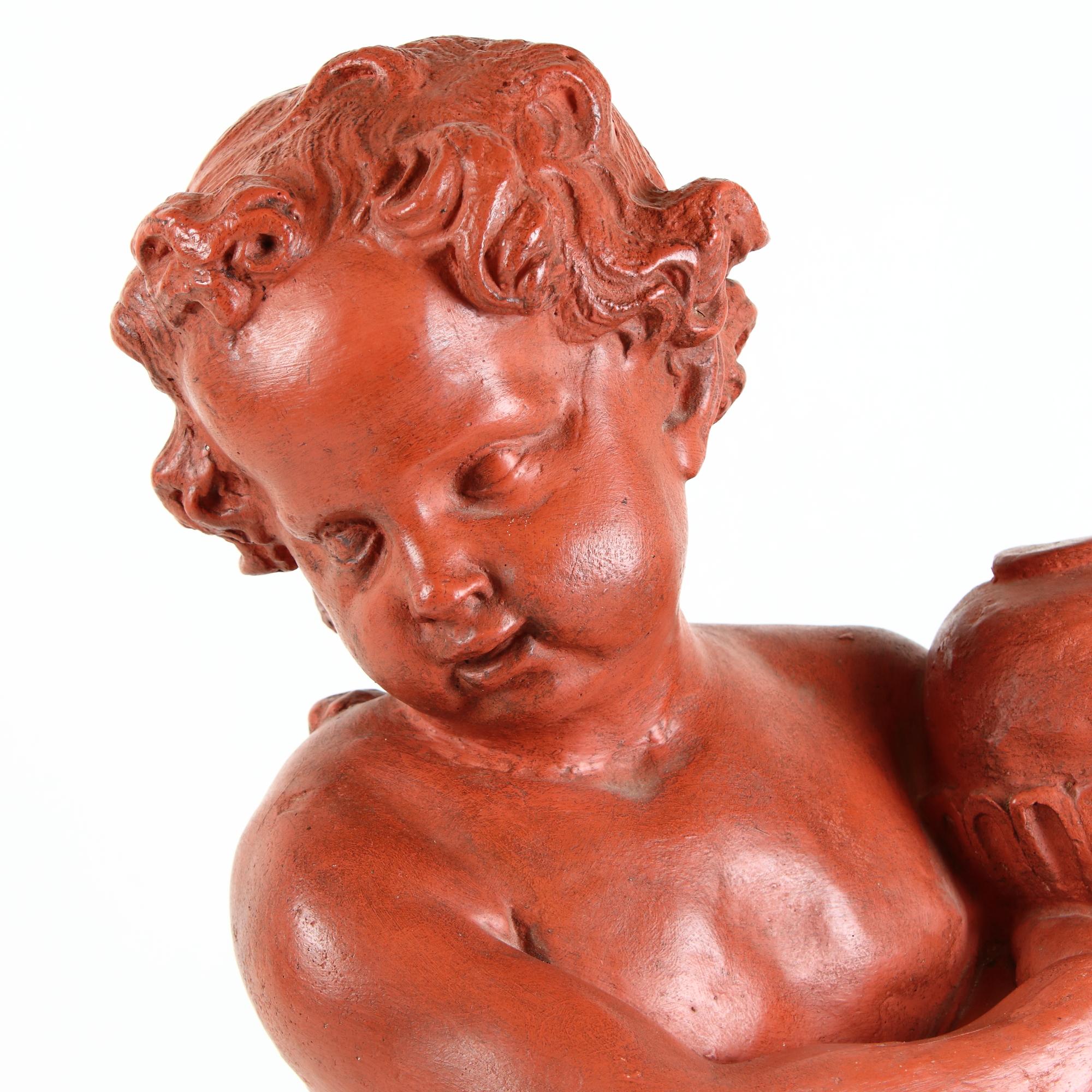 Late 19th Century French Large Louis XV Sculpture of a Putto with Zephyr For Sale 1