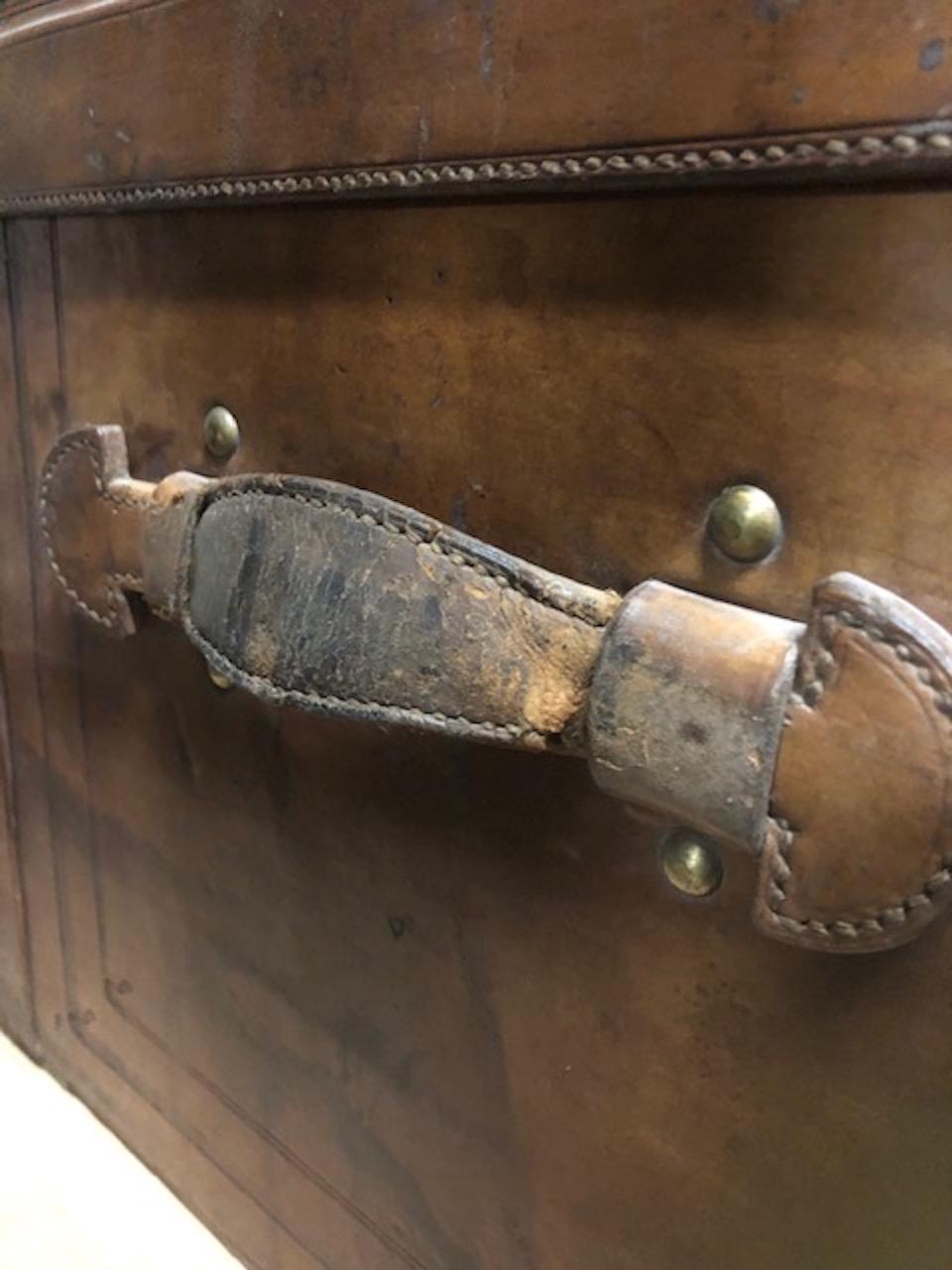 Late 19th Century French Leather Signed Trunk 8