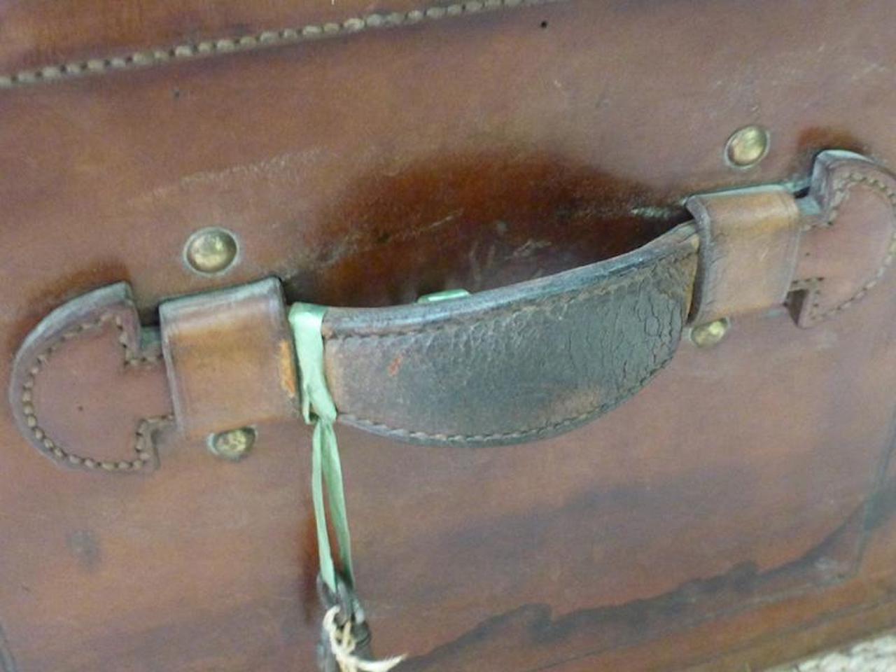 Late 19th Century French Leather Signed Trunk 6