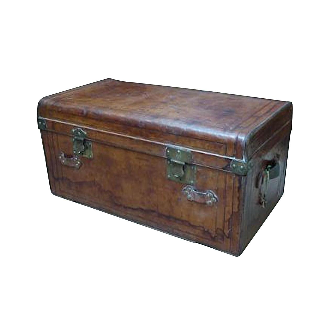 Late 19th Century French Leather Signed Trunk