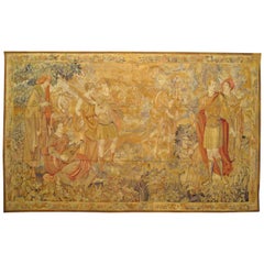 Late 19th Century French Loomed Tapestry, with Hunting Party in a Forest Setting