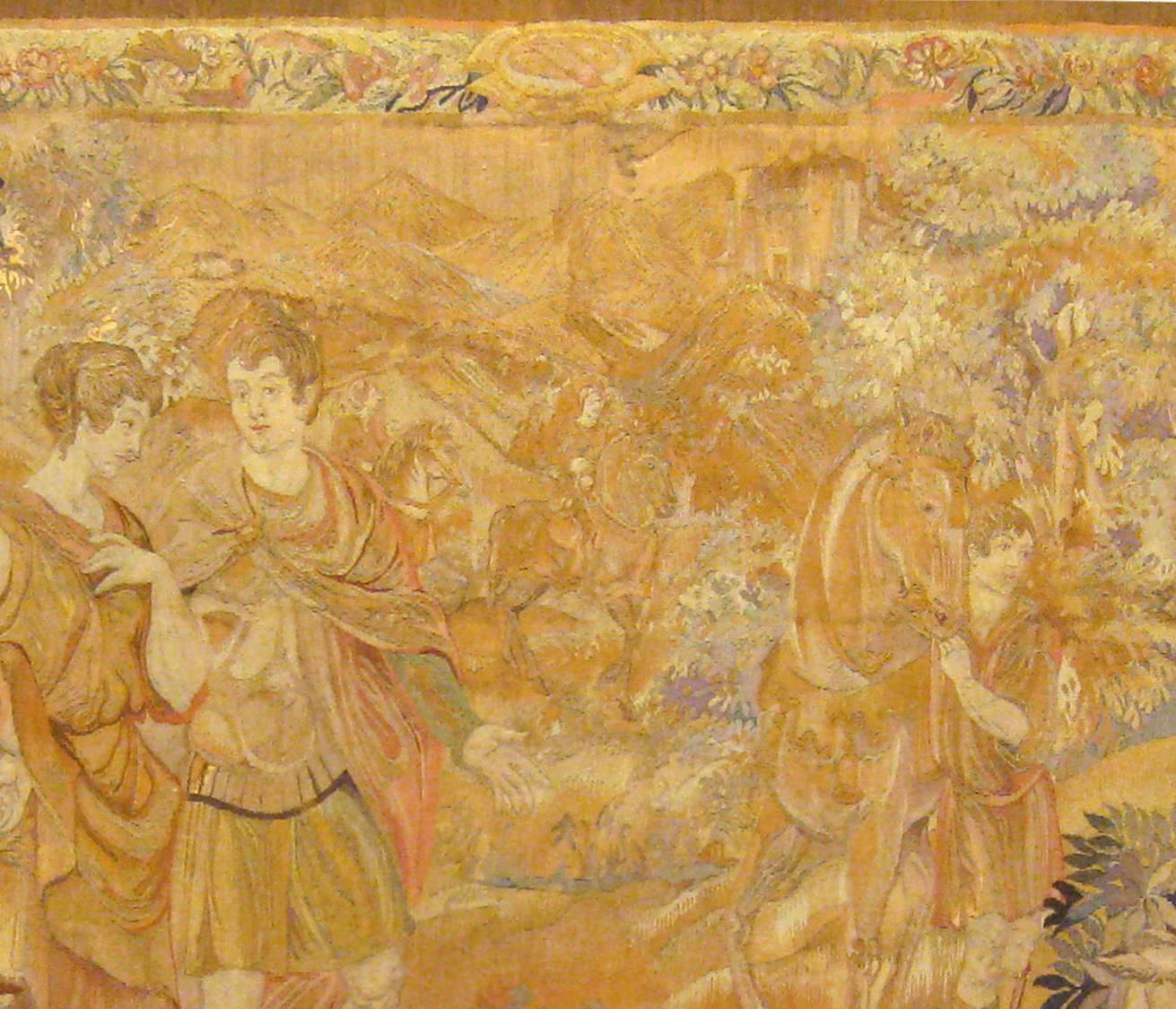Late 19th Century French Loomed Tapestry, with Hunting Party in a Forest Setting In Fair Condition In New York, NY