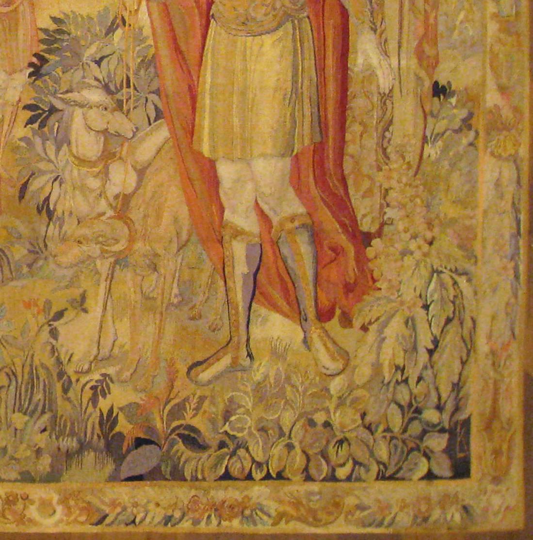 Wool Late 19th Century French Loomed Tapestry, with Hunting Party in a Forest Setting