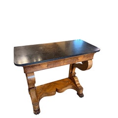 Französischer Louis Philippe Konsolentisch aus Wurzelnuss und Marmor aus dem späten 19.