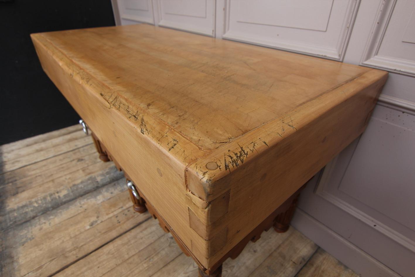 Late 19th Century French Louis Philippe Butcher Block Table 10