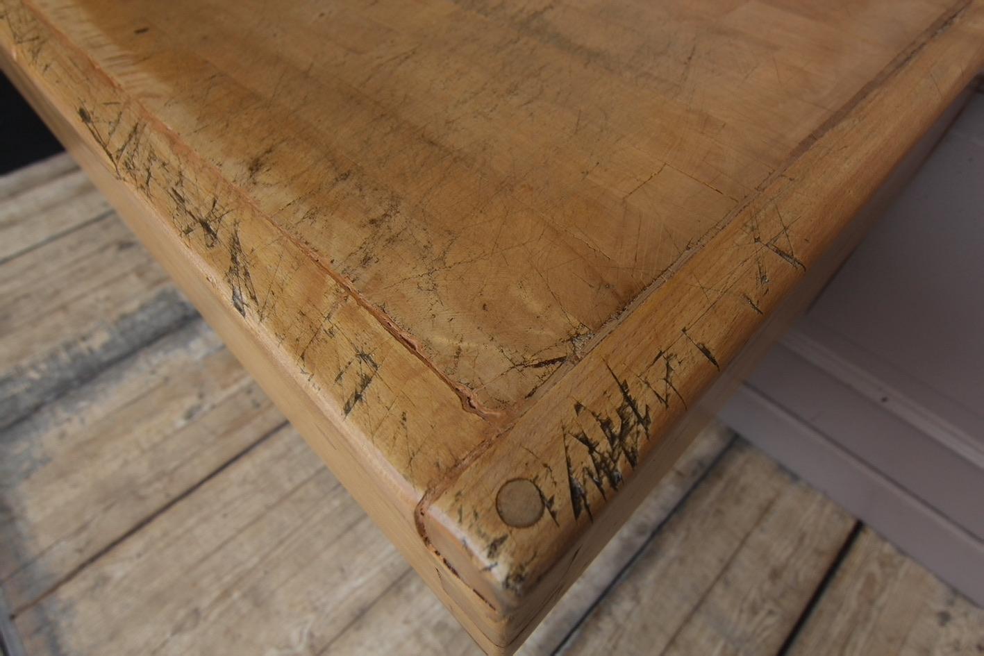 Late 19th Century French Louis Philippe Butcher Block Table 11
