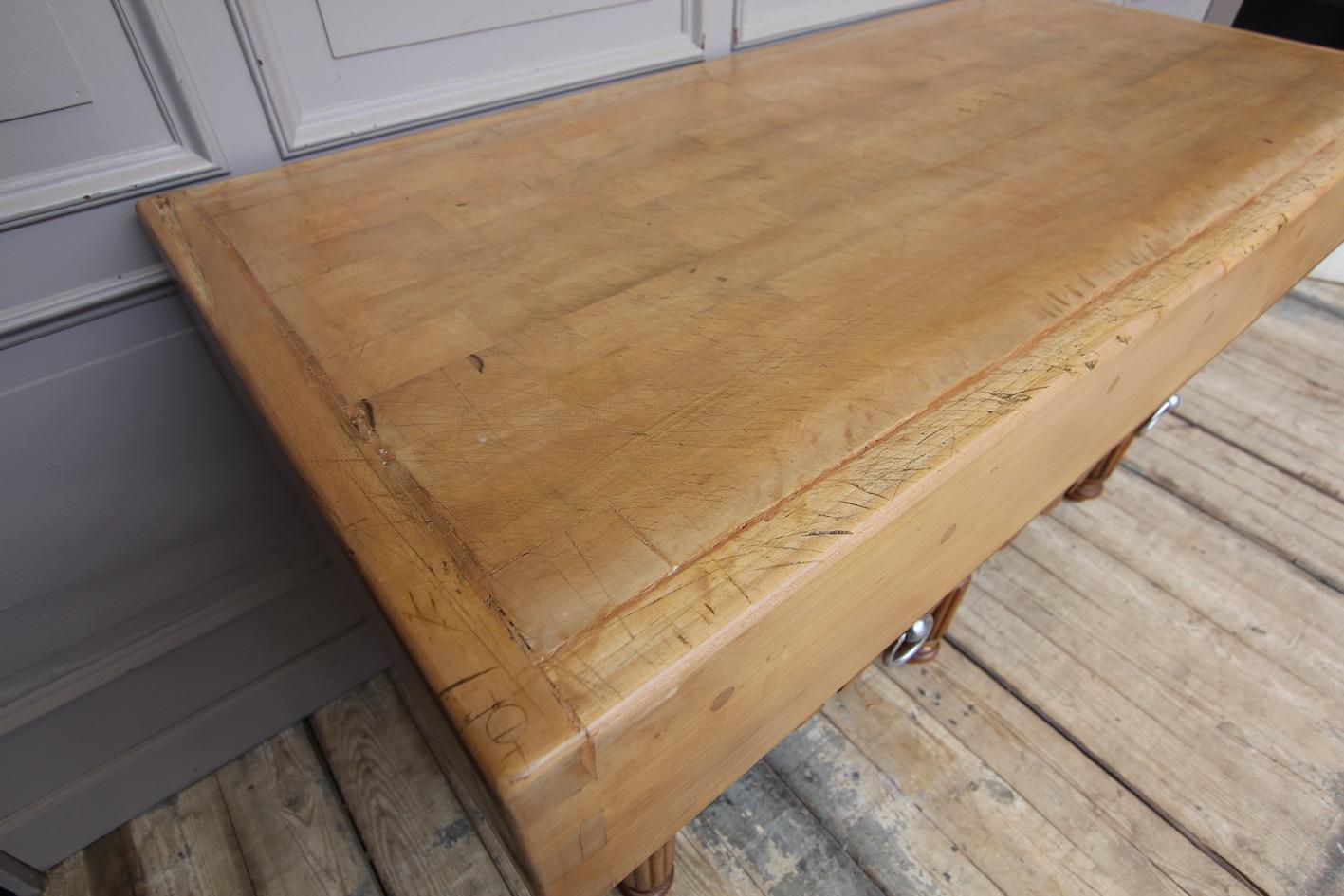 Late 19th Century French Louis Philippe Butcher Block Table 13