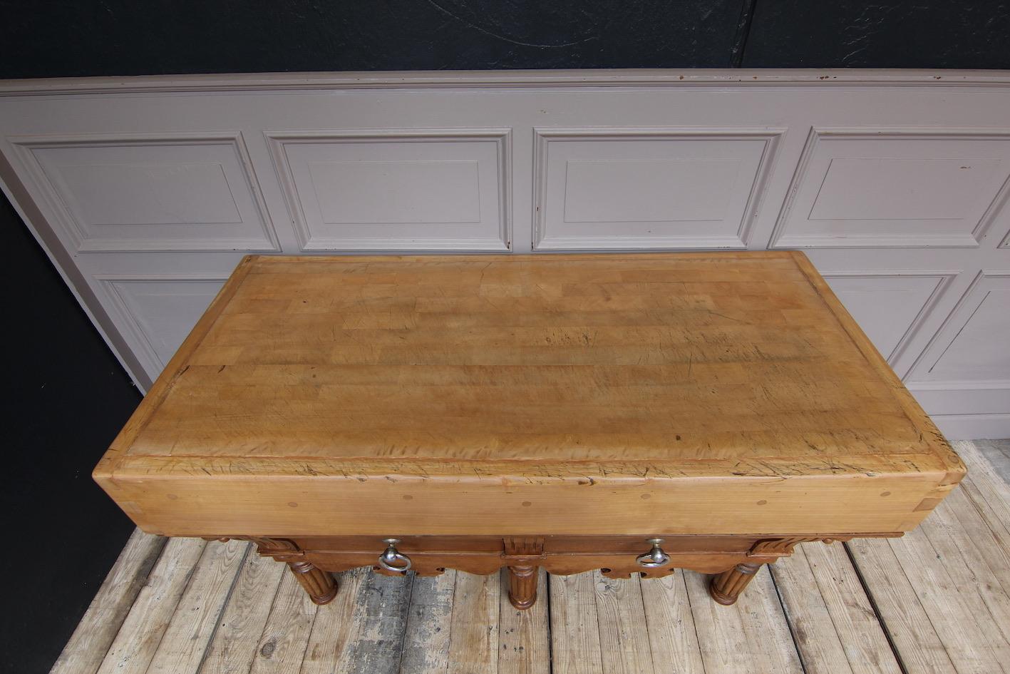 Late 19th Century French Louis Philippe Butcher Block Table 15