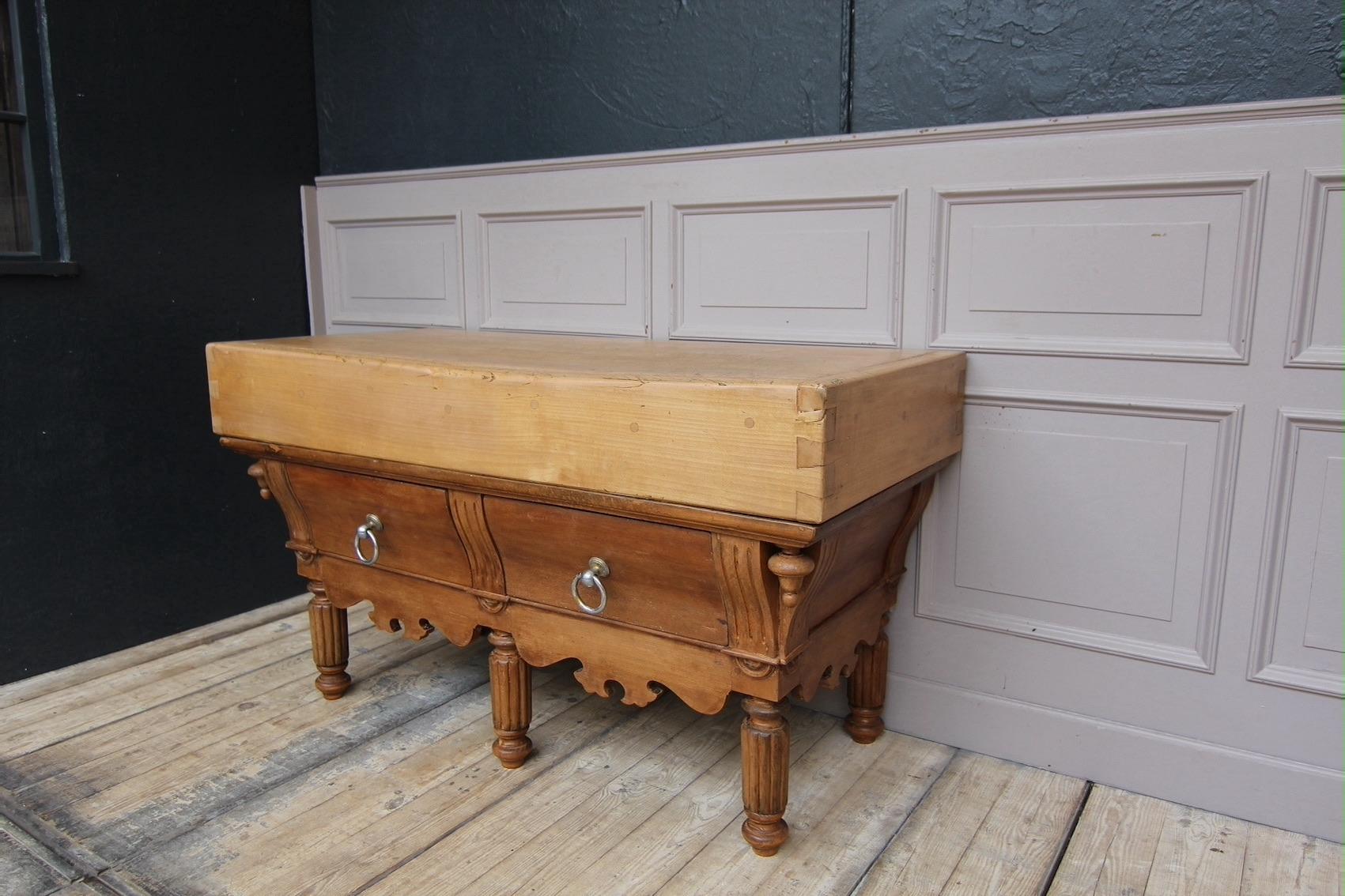 Beech Late 19th Century French Louis Philippe Butcher Block Table