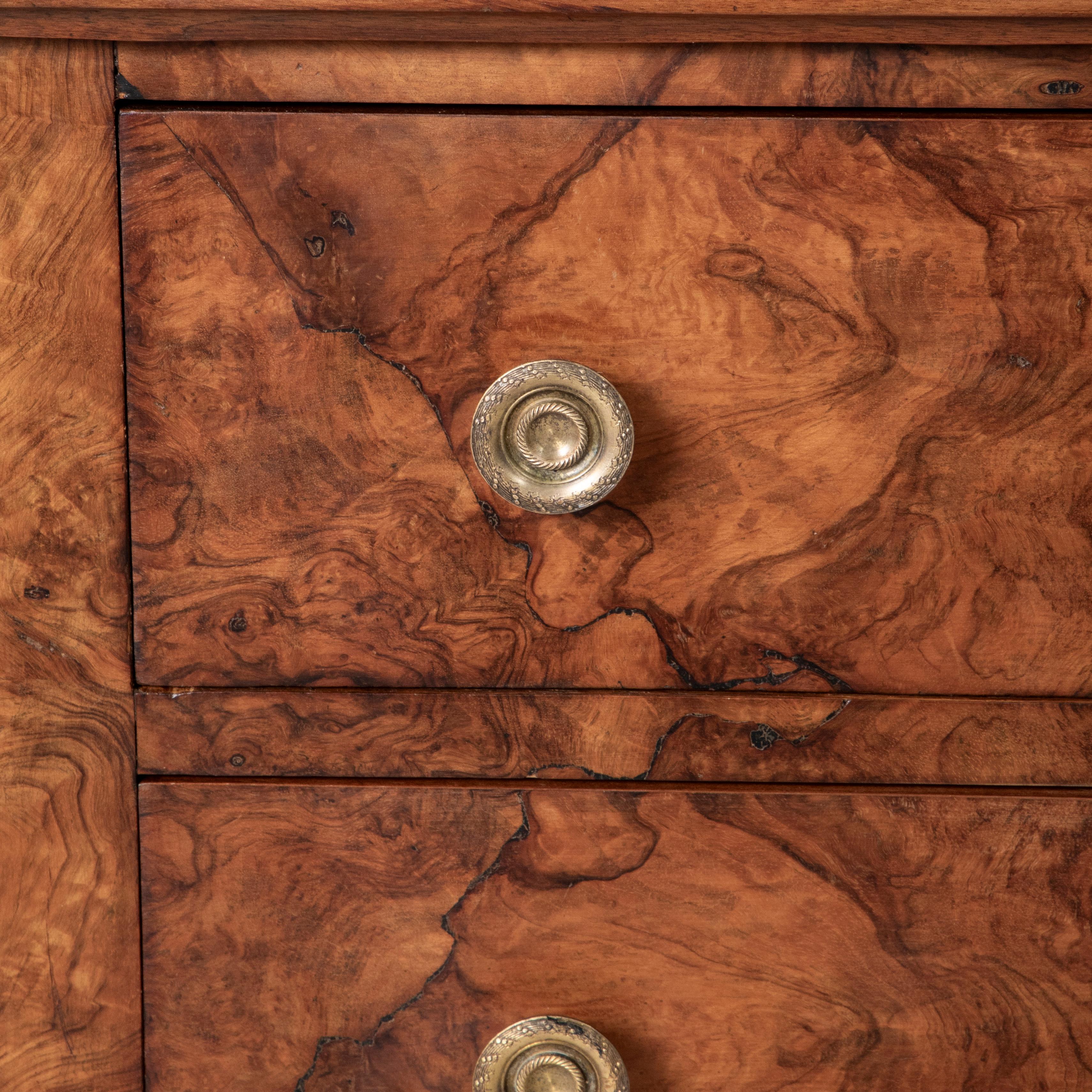 Late 19th Century French Louis Philippe Style Burl Walnut Chest or Nightstand 7