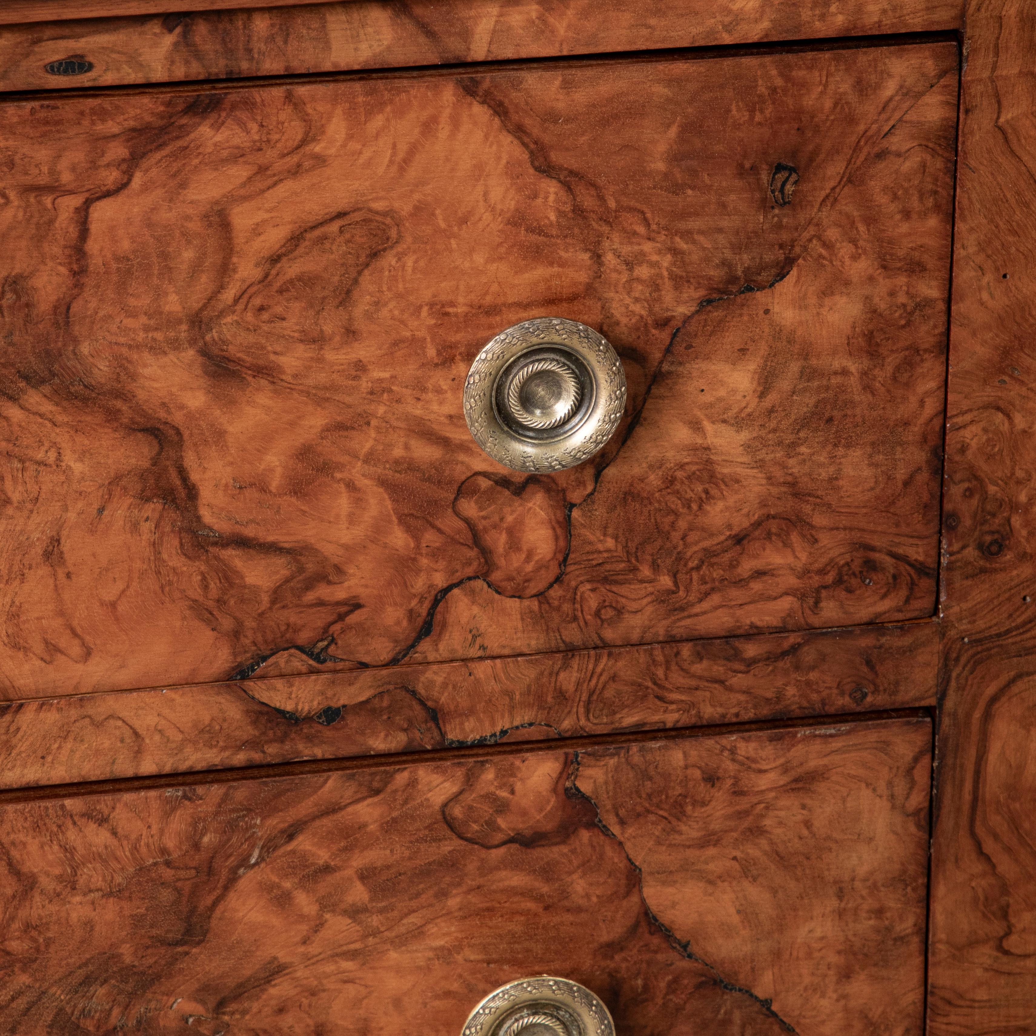 Late 19th Century French Louis Philippe Style Burl Walnut Chest or Nightstand 9