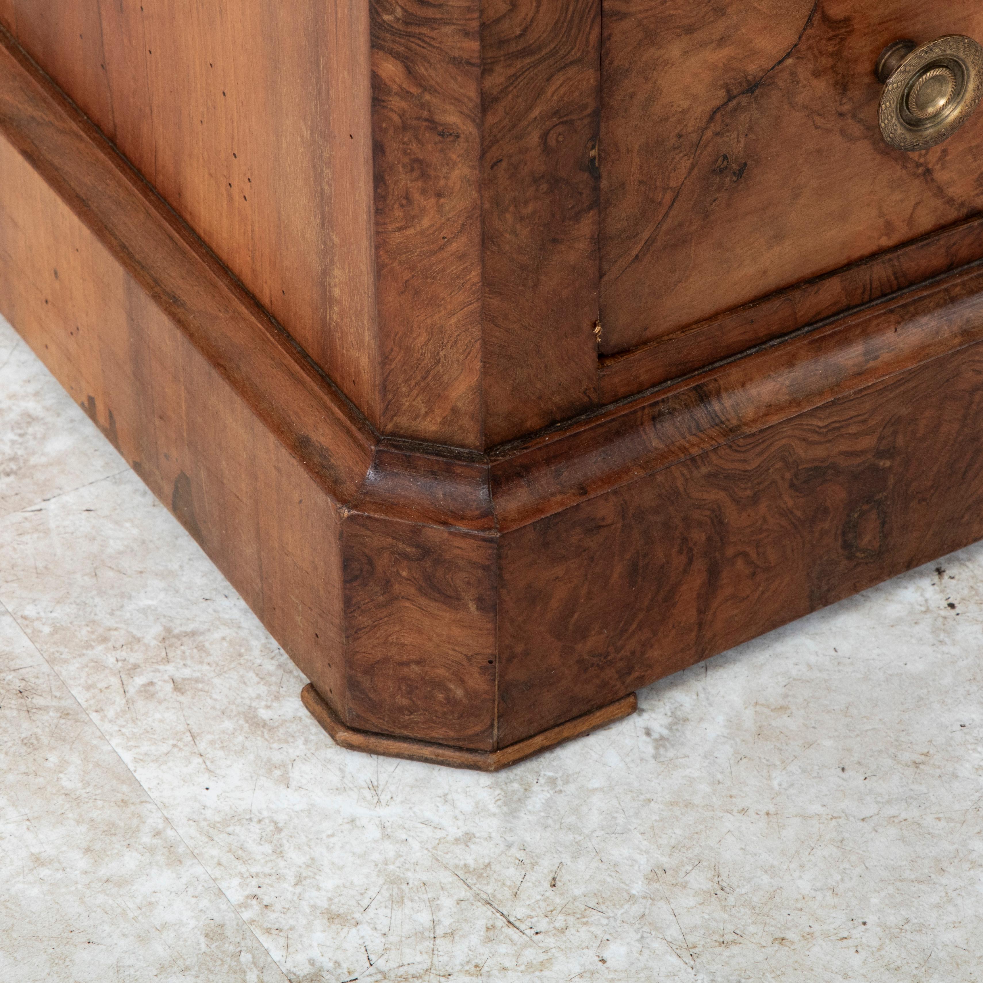Late 19th Century French Louis Philippe Style Burl Walnut Chest or Nightstand 10