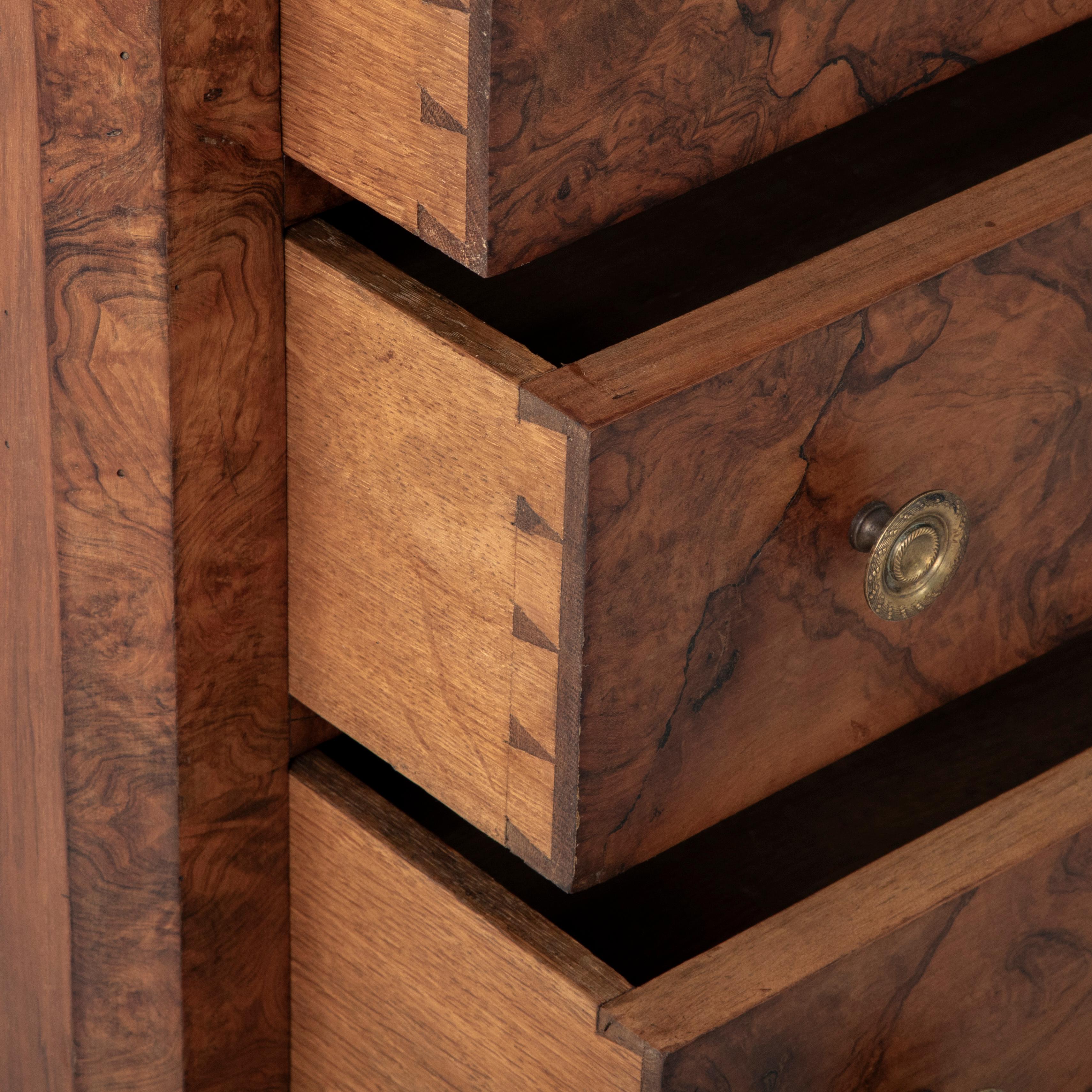 Late 19th Century French Louis Philippe Style Burl Walnut Chest or Nightstand 5