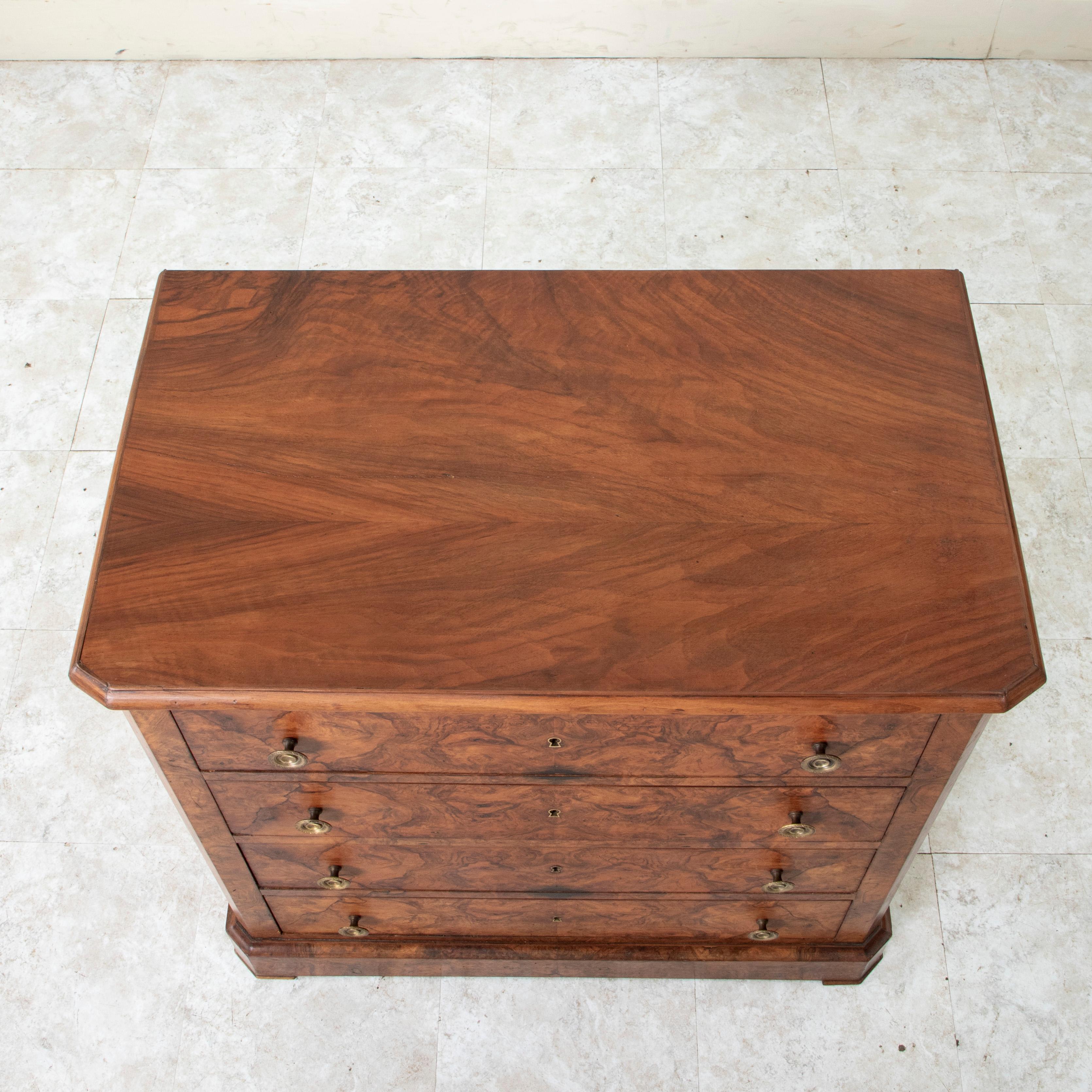 Late 19th Century French Louis Philippe Style Burl Walnut Chest or Nightstand 6