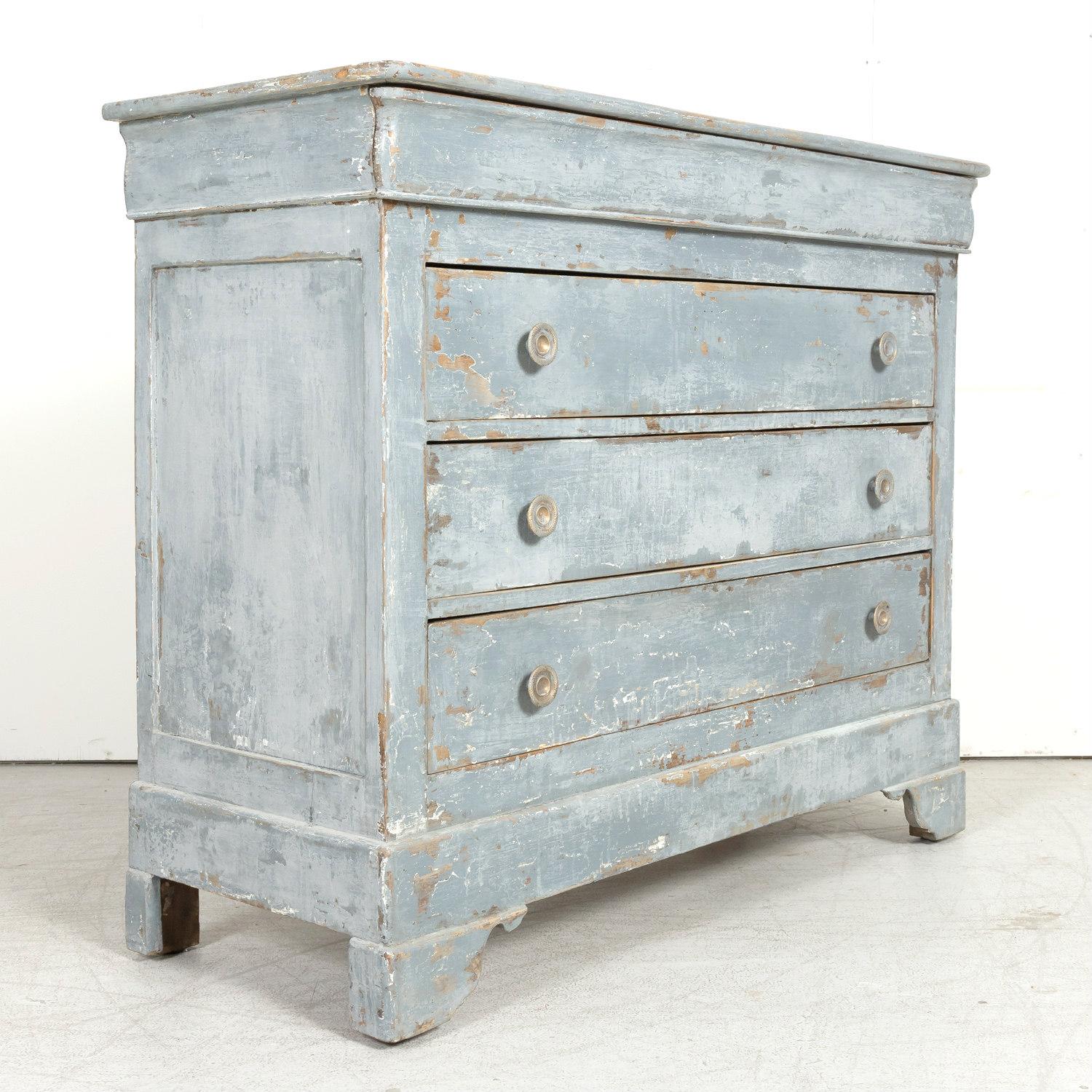 Late 19th Century French Louis Philippe Style Painted Four-Drawer Commode In Good Condition In Birmingham, AL