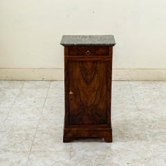 Late 19th Century French Louis Philippe Walnut and Marble Nightstand, Side Table