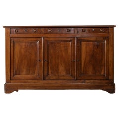 Antique Late 19th Century French Louis Philippe Walnut Enfilade, Buffet, Sideboard