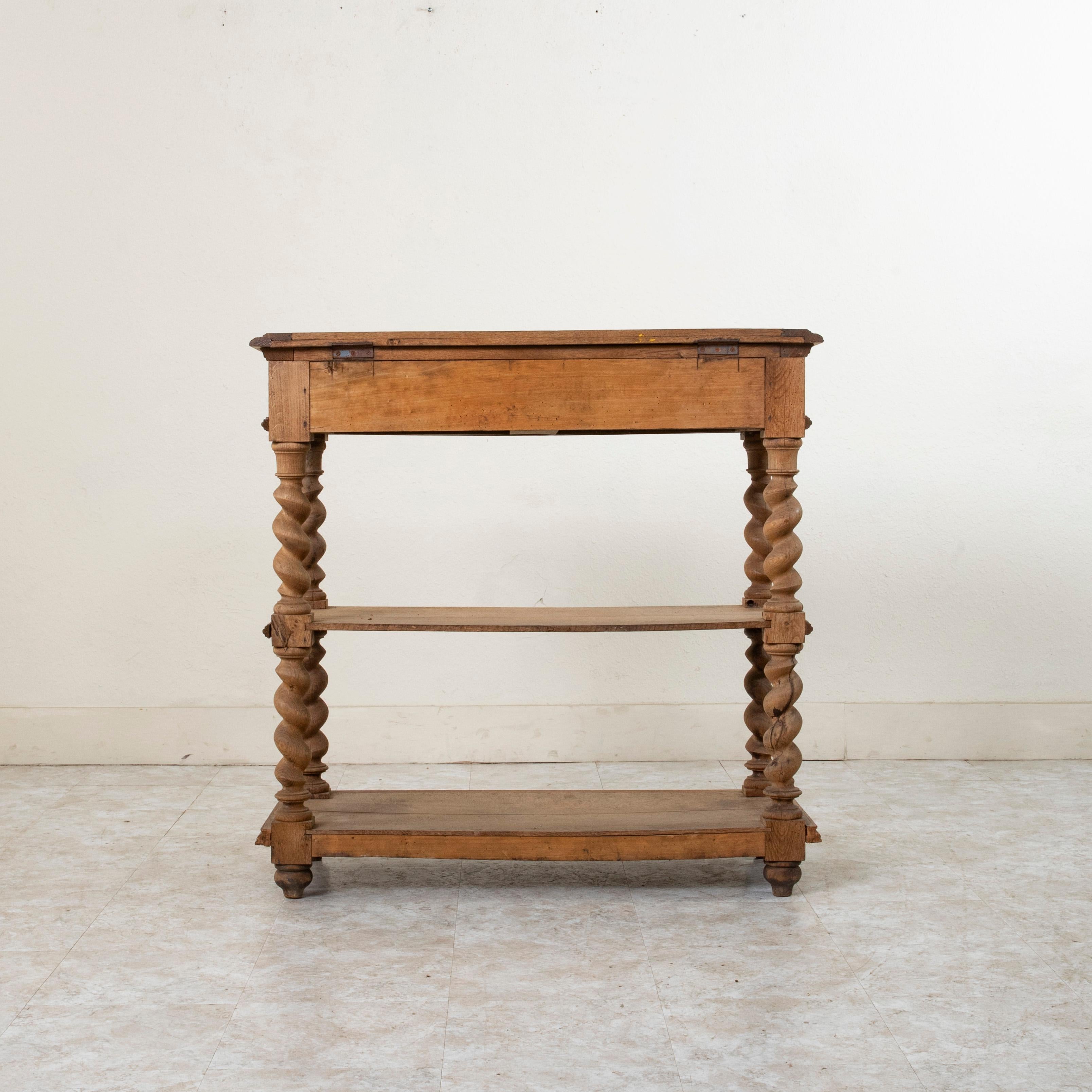 Late 19th Century French Louis XIII Hand Carved Bleached Oak Dessert Buffet For Sale 1