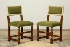Sillas de comedor francesas de roble estilo Luis XIII de finales del siglo XIX en color verde musgo, juego de 10